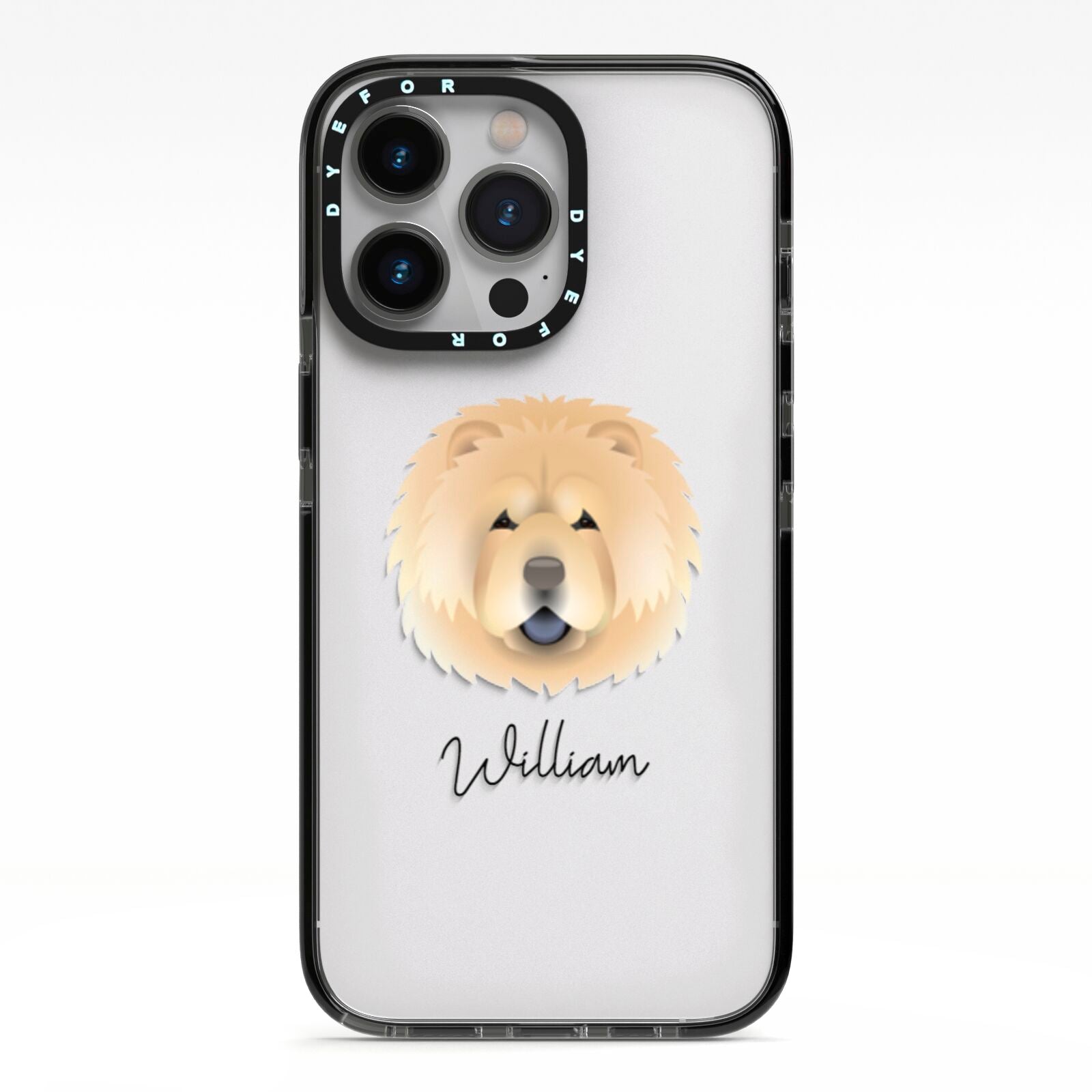 Chow Chow Personalised iPhone 13 Pro Black Impact Case on Silver phone