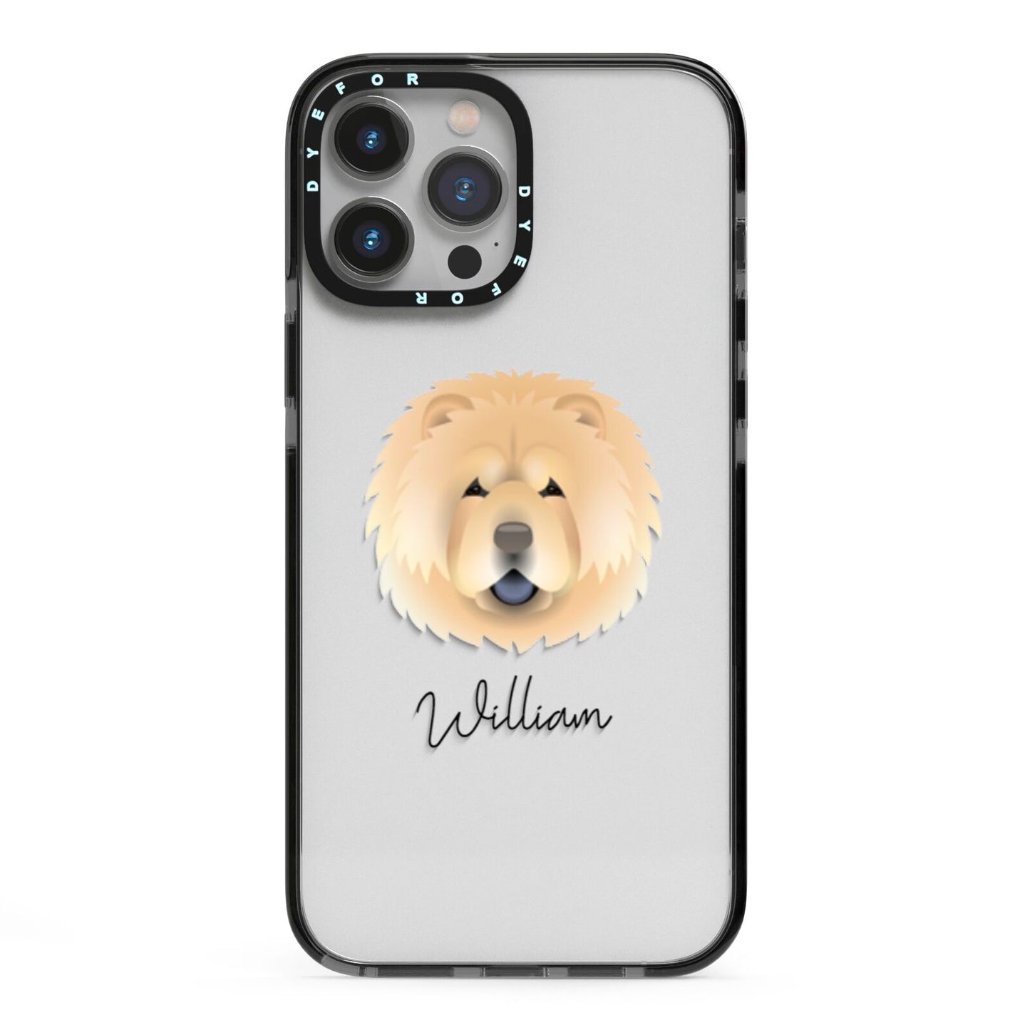 Chow Chow Personalised iPhone 13 Pro Max Black Impact Case on Silver phone