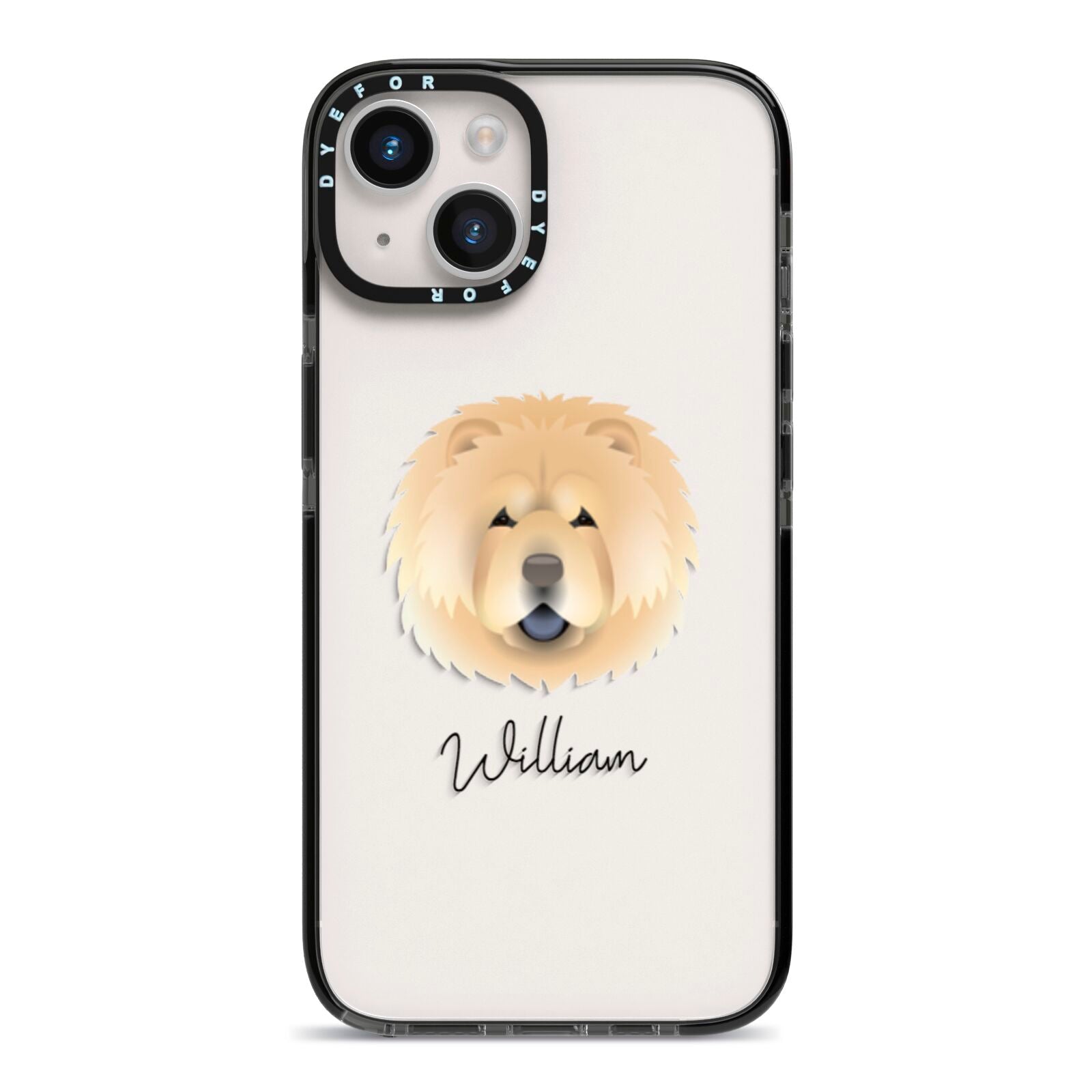 Chow Chow Personalised iPhone 14 Black Impact Case on Silver phone