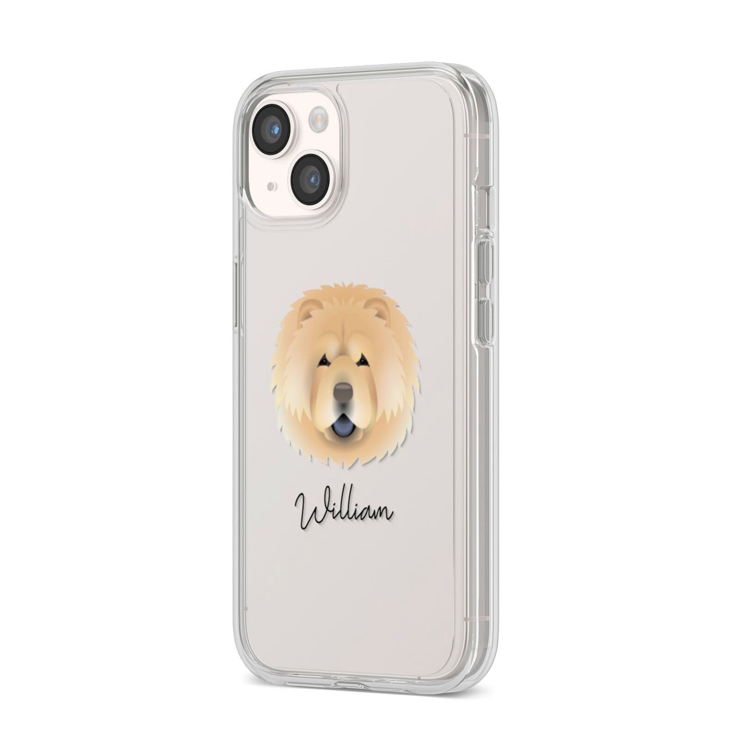 Chow Chow Personalised iPhone 14 Clear Tough Case Starlight Angled Image