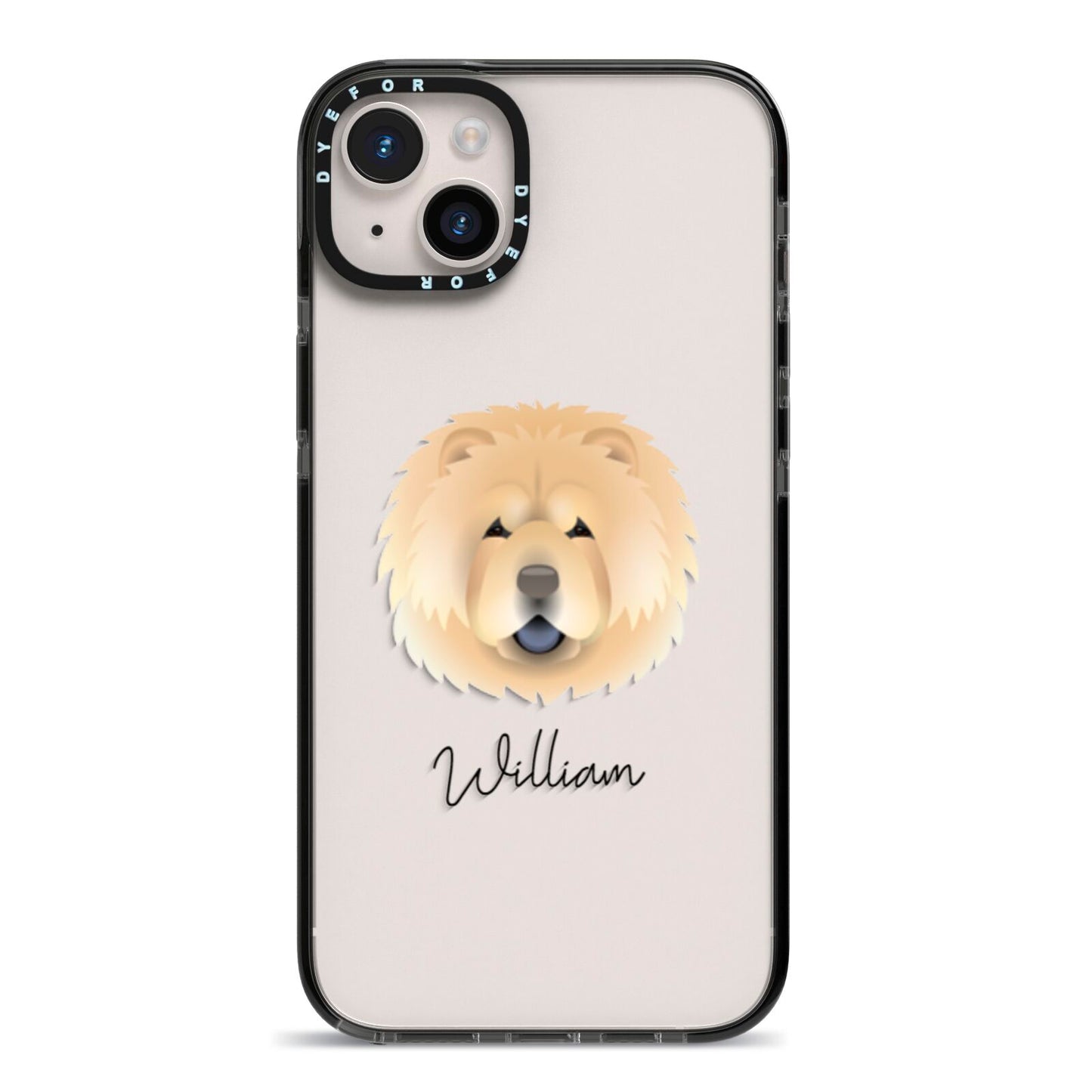 Chow Chow Personalised iPhone 14 Plus Black Impact Case on Silver phone