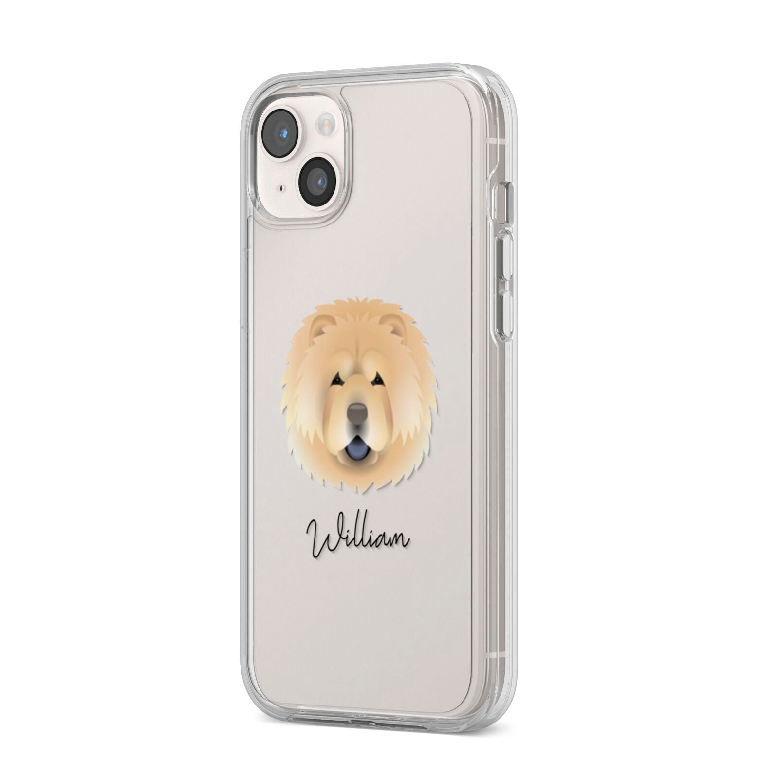 Chow Chow Personalised iPhone 14 Plus Clear Tough Case Starlight Angled Image