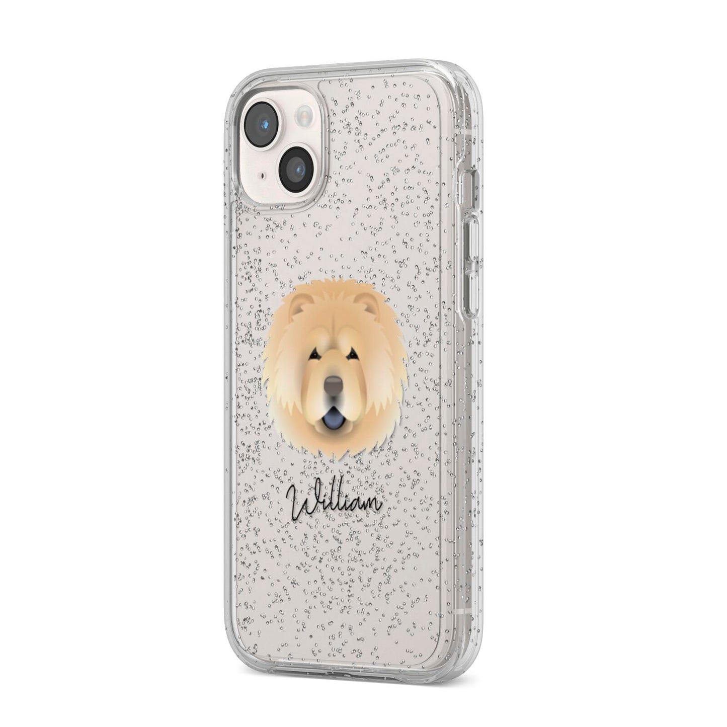 Chow Chow Personalised iPhone 14 Plus Glitter Tough Case Starlight Angled Image
