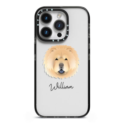 Chow Chow Personalised iPhone 14 Pro Black Impact Case on Silver phone