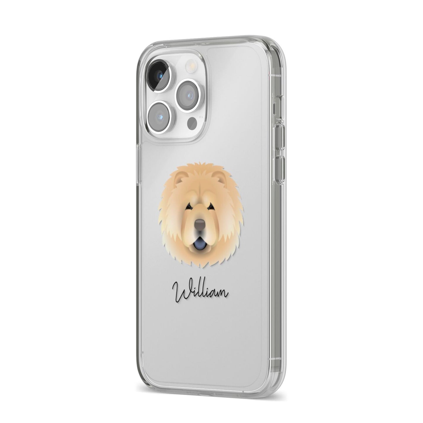 Chow Chow Personalised iPhone 14 Pro Max Clear Tough Case Silver Angled Image