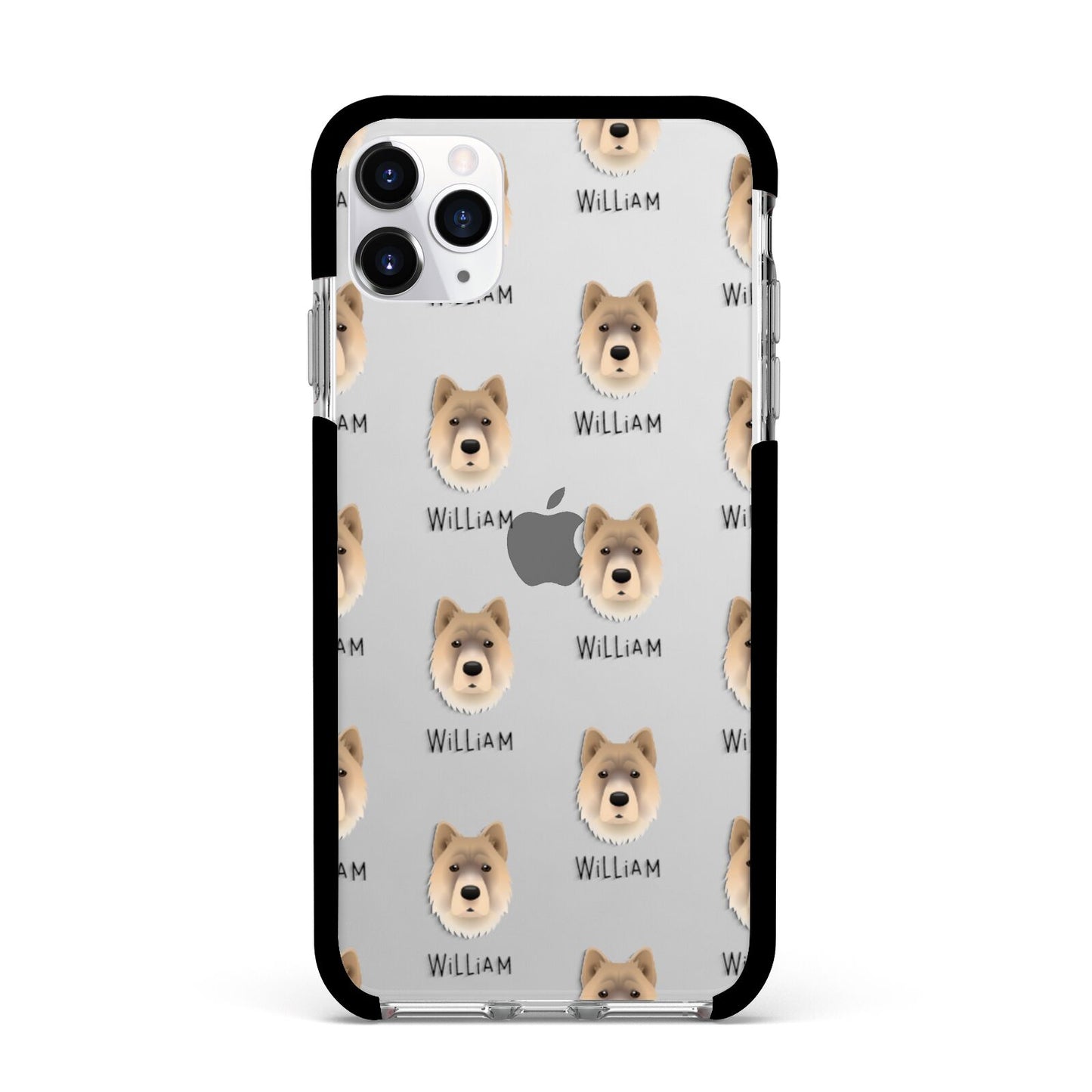 Chow Shepherd Icon with Name Apple iPhone 11 Pro Max in Silver with Black Impact Case