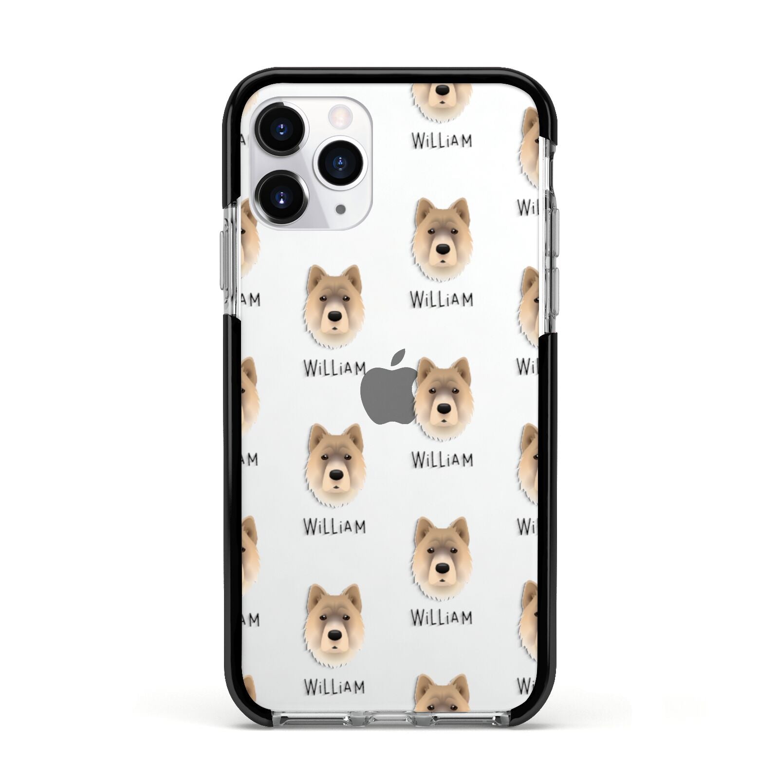 Chow Shepherd Icon with Name Apple iPhone 11 Pro in Silver with Black Impact Case