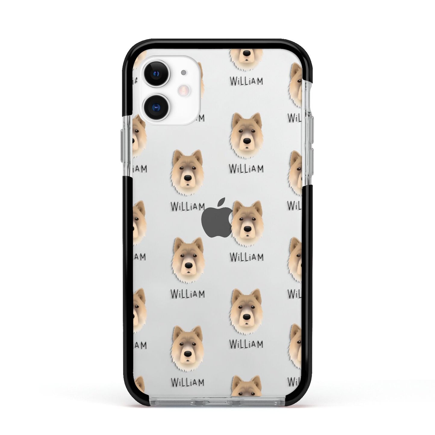 Chow Shepherd Icon with Name Apple iPhone 11 in White with Black Impact Case