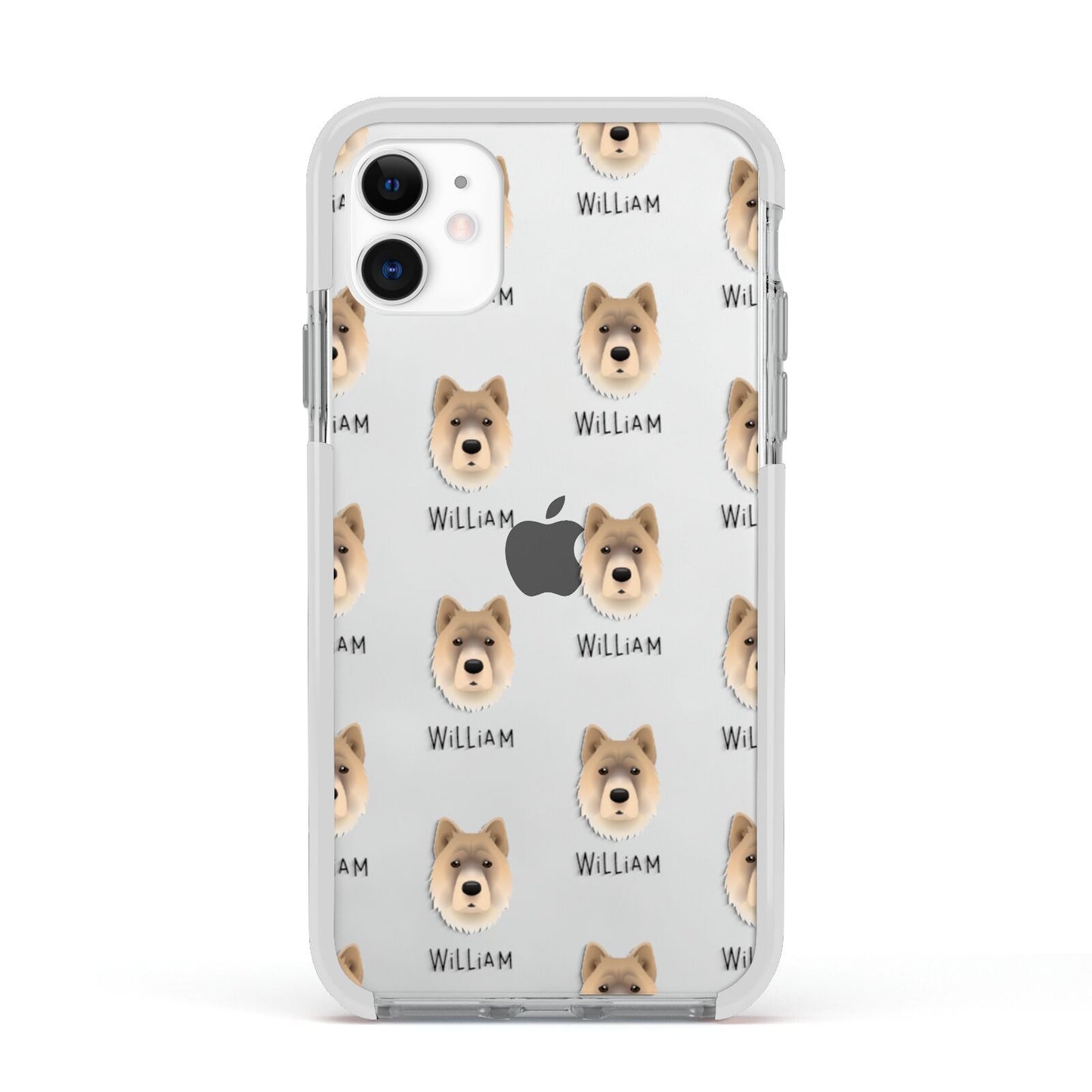 Chow Shepherd Icon with Name Apple iPhone 11 in White with White Impact Case