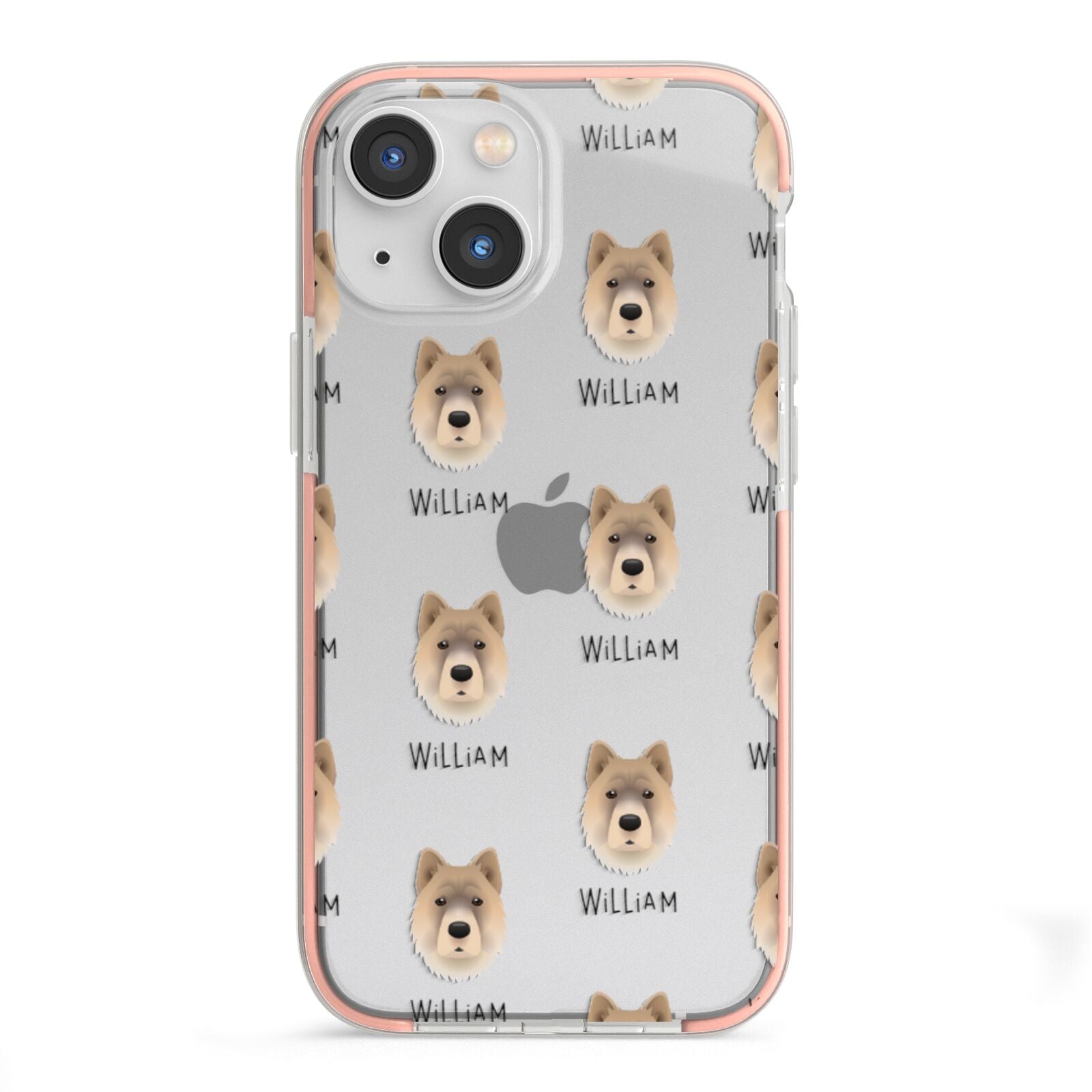 Chow Shepherd Icon with Name iPhone 13 Mini TPU Impact Case with Pink Edges