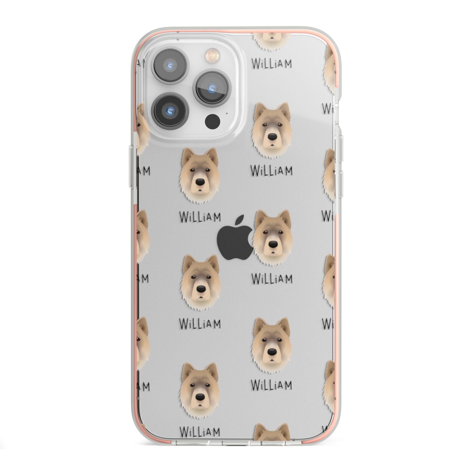 Chow Shepherd Icon with Name iPhone 13 Pro Max TPU Impact Case with Pink Edges