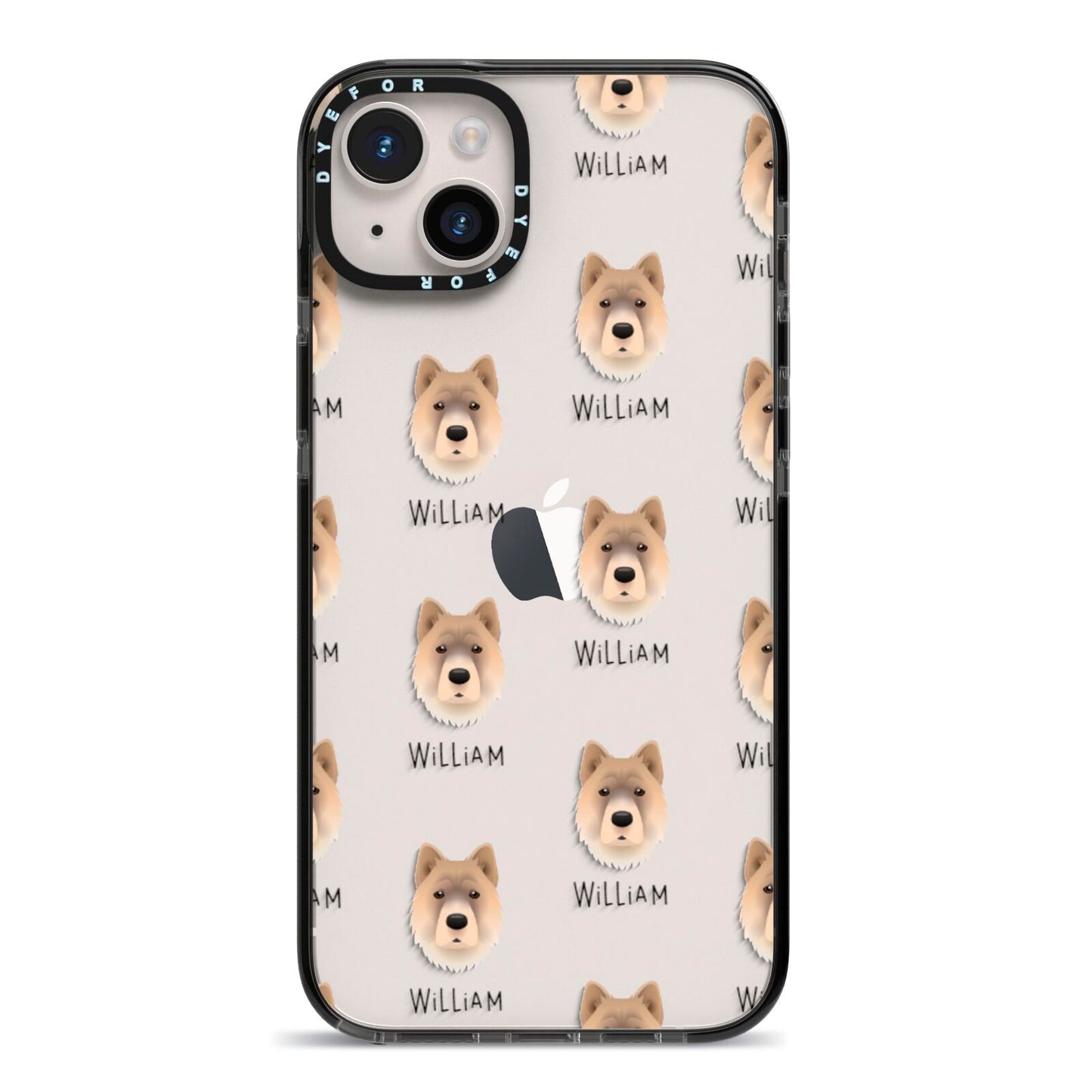 Chow Shepherd Icon with Name iPhone 14 Plus Black Impact Case on Silver phone