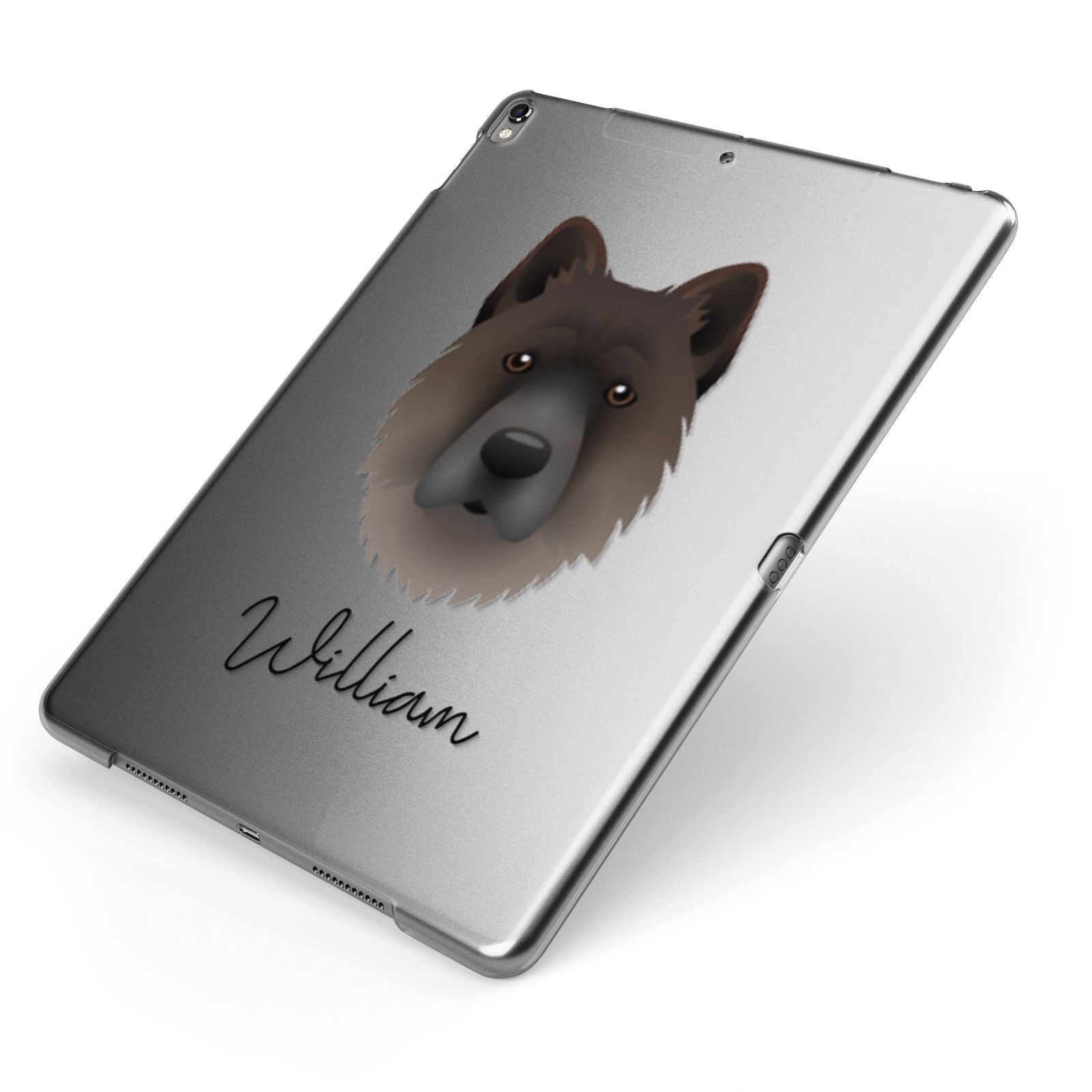 Chow Shepherd Personalised Apple iPad Case on Grey iPad Side View