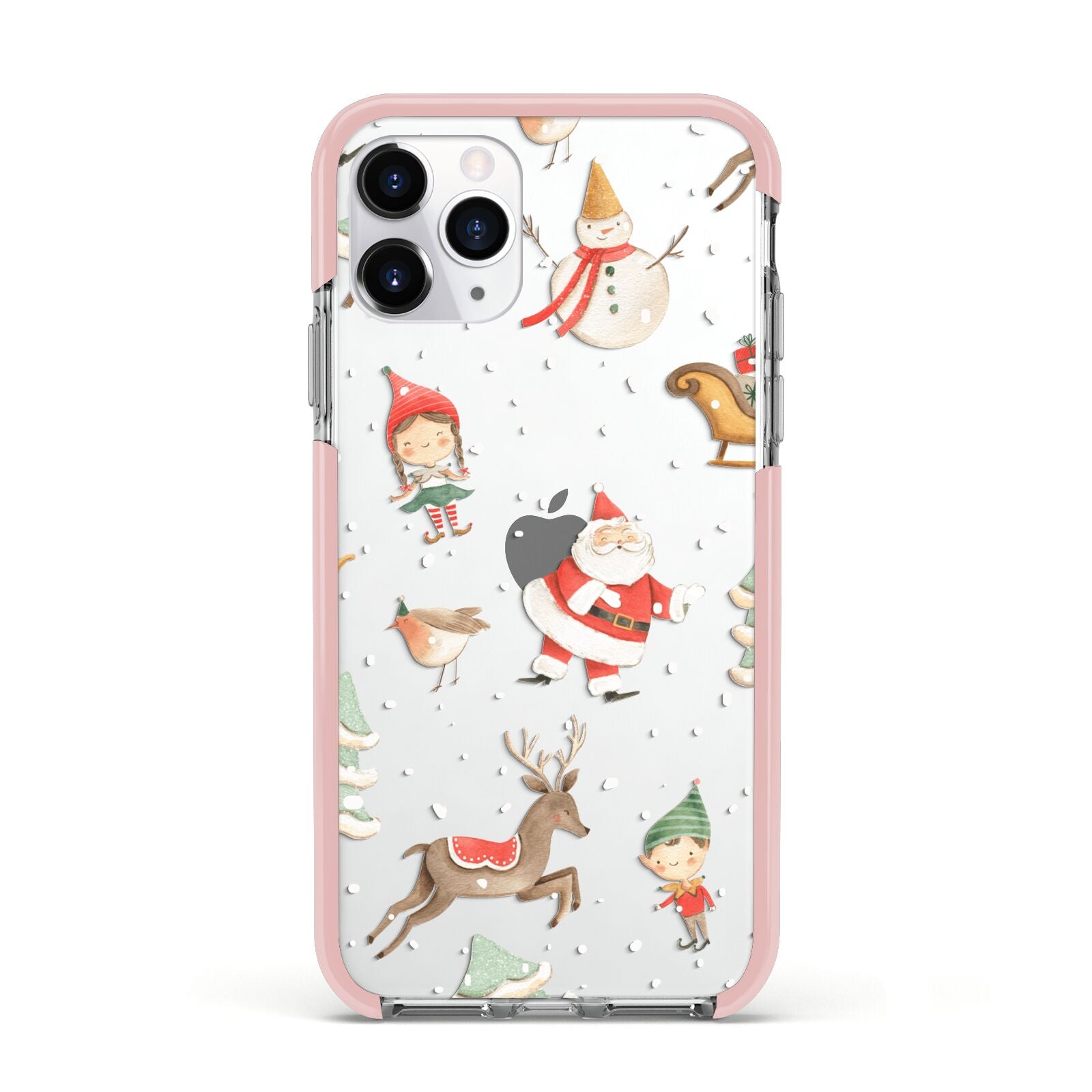 Christmas Apple iPhone 11 Pro in Silver with Pink Impact Case