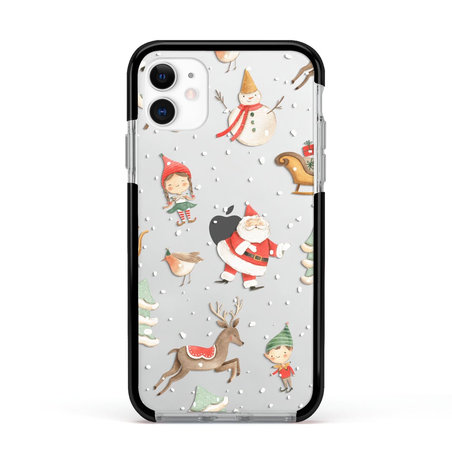 Christmas Apple iPhone 11 in White with Black Impact Case