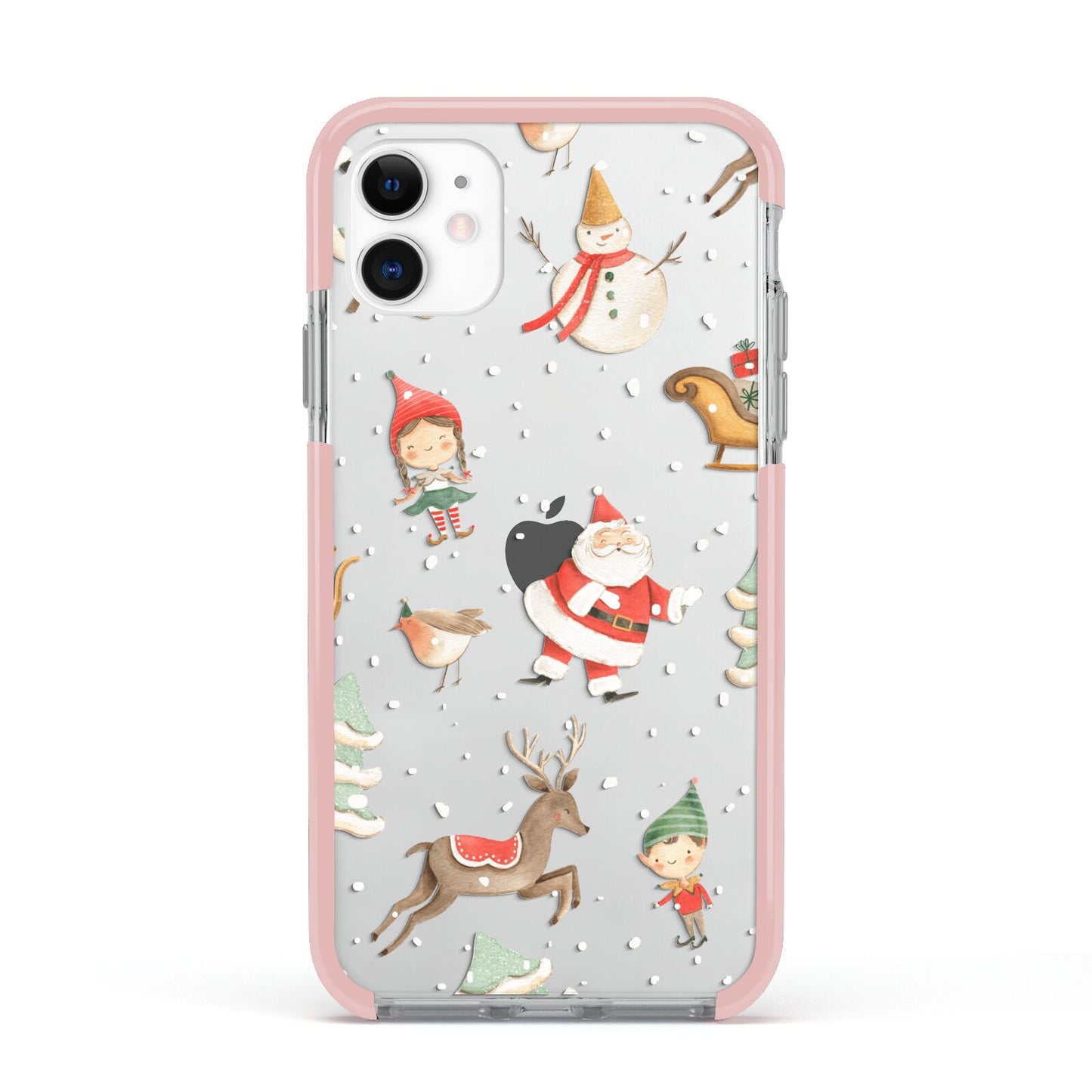 Christmas Apple iPhone 11 in White with Pink Impact Case