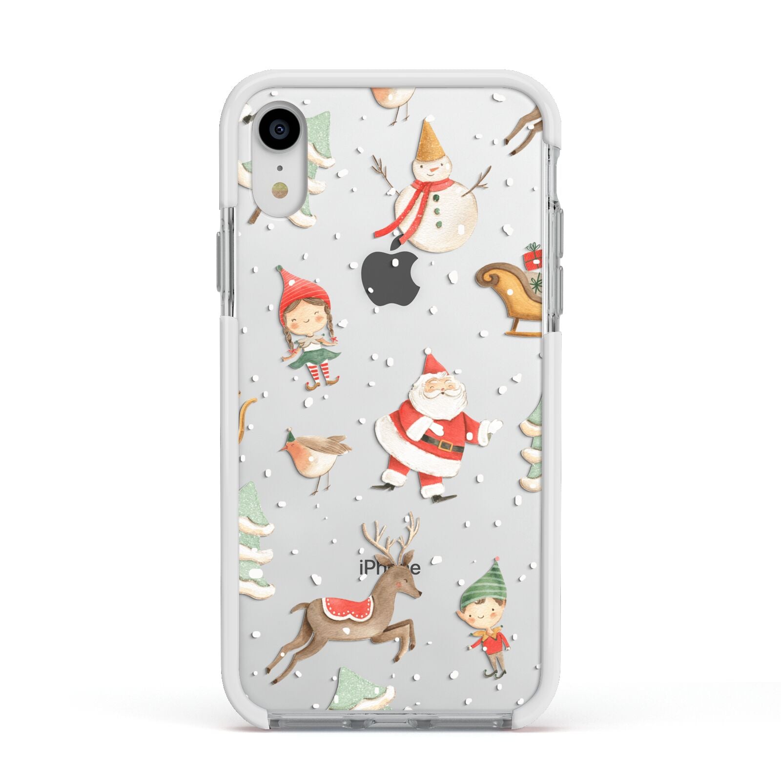 Christmas Apple iPhone XR Impact Case White Edge on Silver Phone