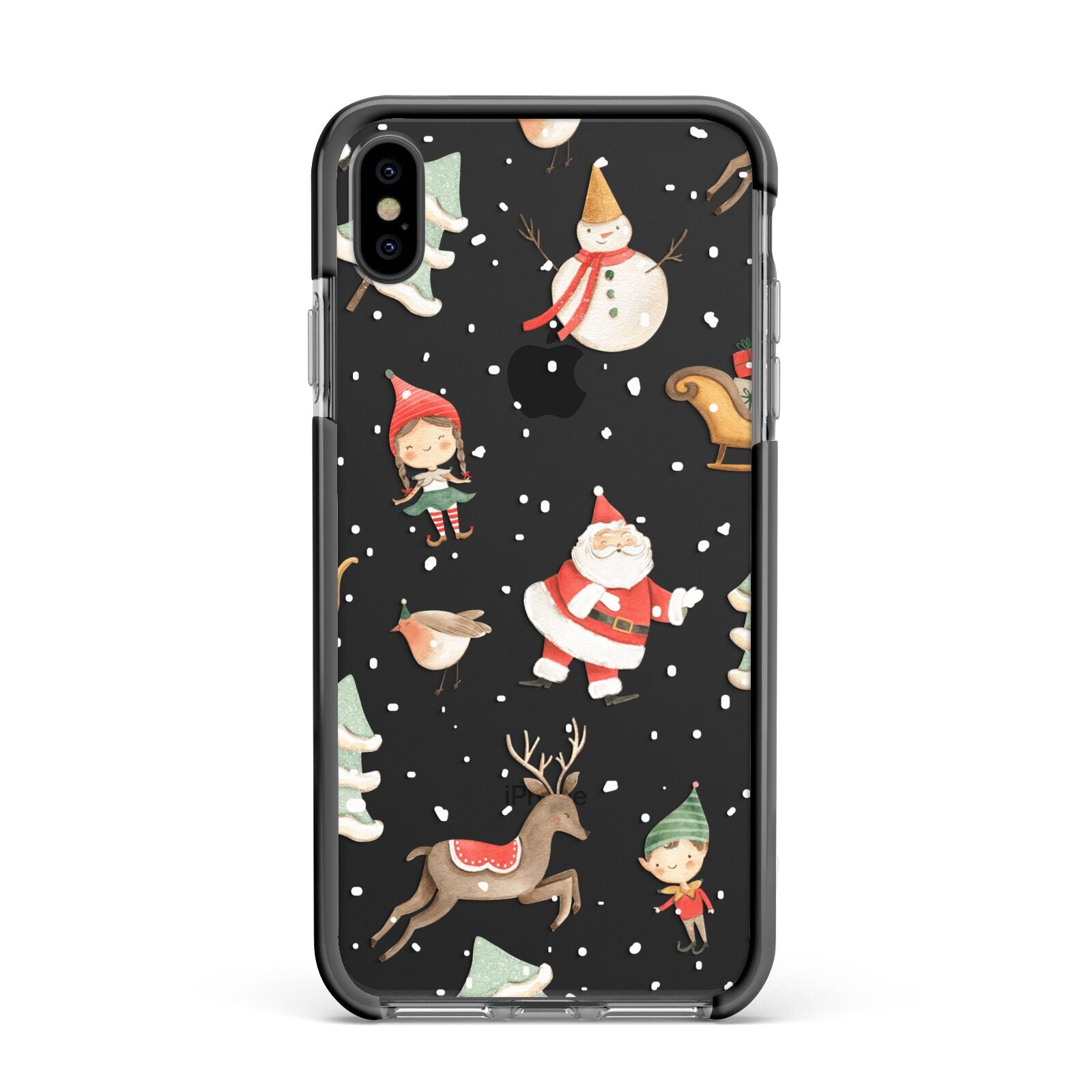 Christmas Apple iPhone Xs Max Impact Case Black Edge on Black Phone