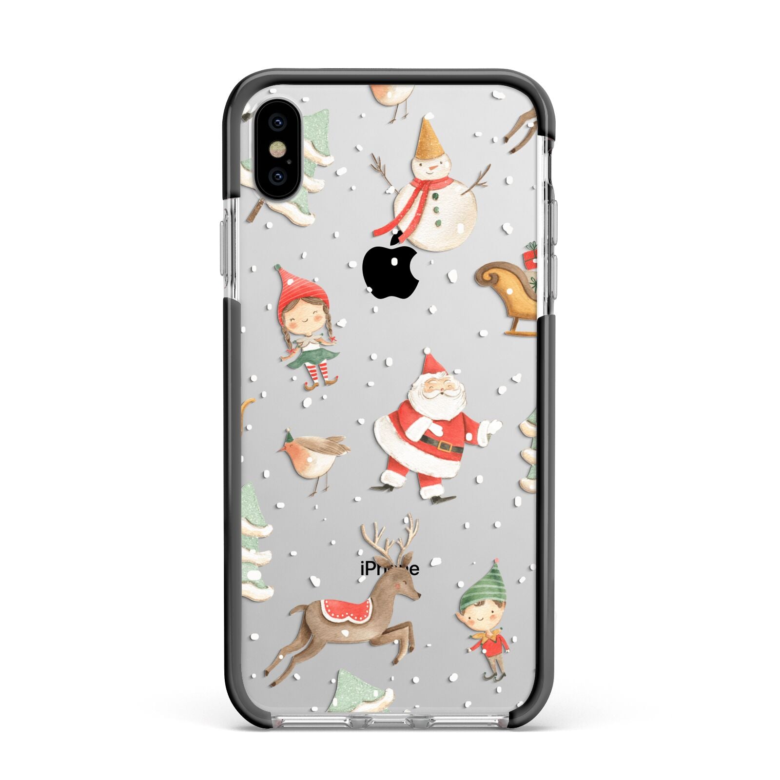 Christmas Apple iPhone Xs Max Impact Case Black Edge on Silver Phone