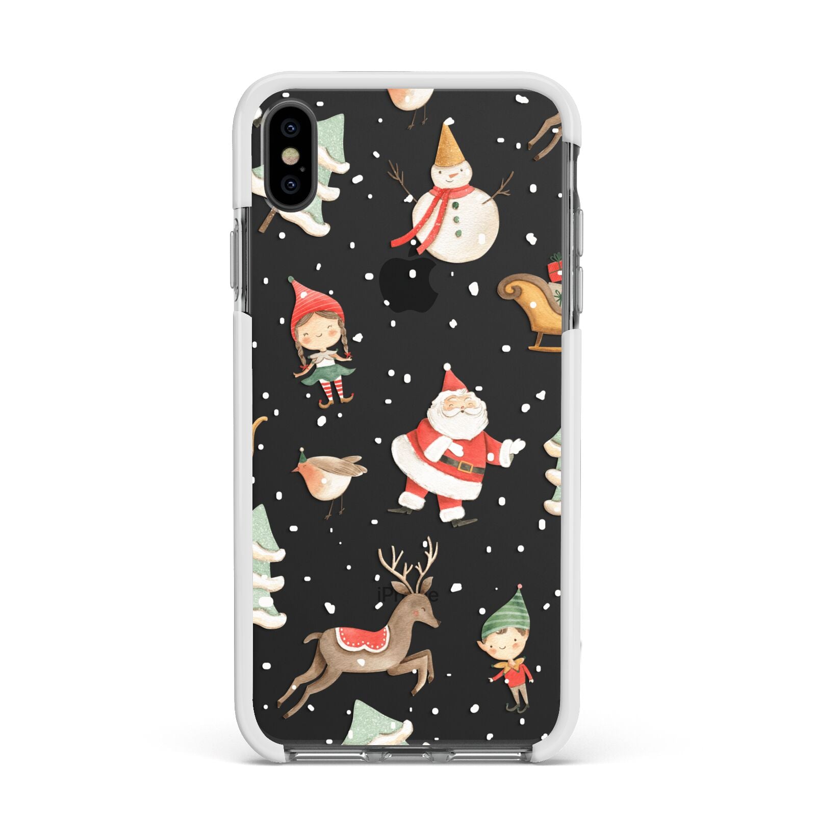 Christmas Apple iPhone Xs Max Impact Case White Edge on Black Phone