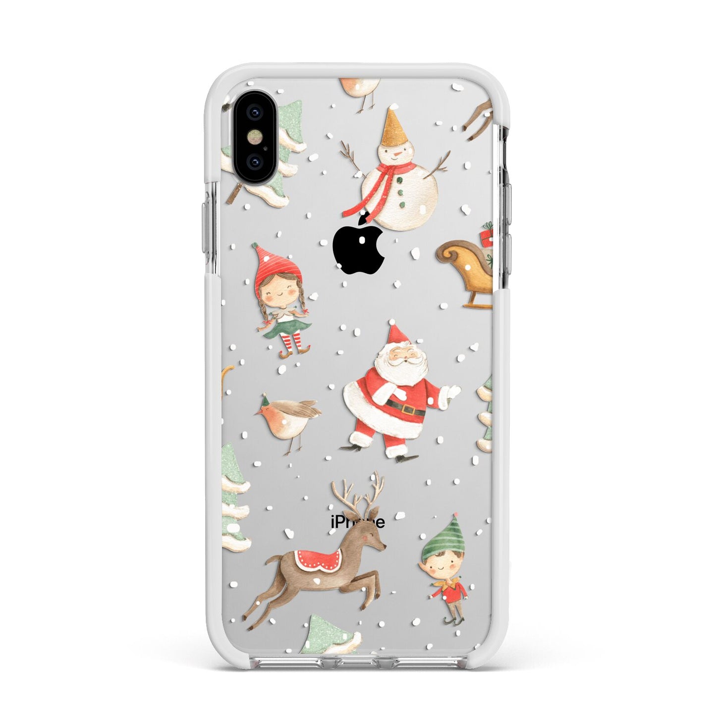 Christmas Apple iPhone Xs Max Impact Case White Edge on Silver Phone