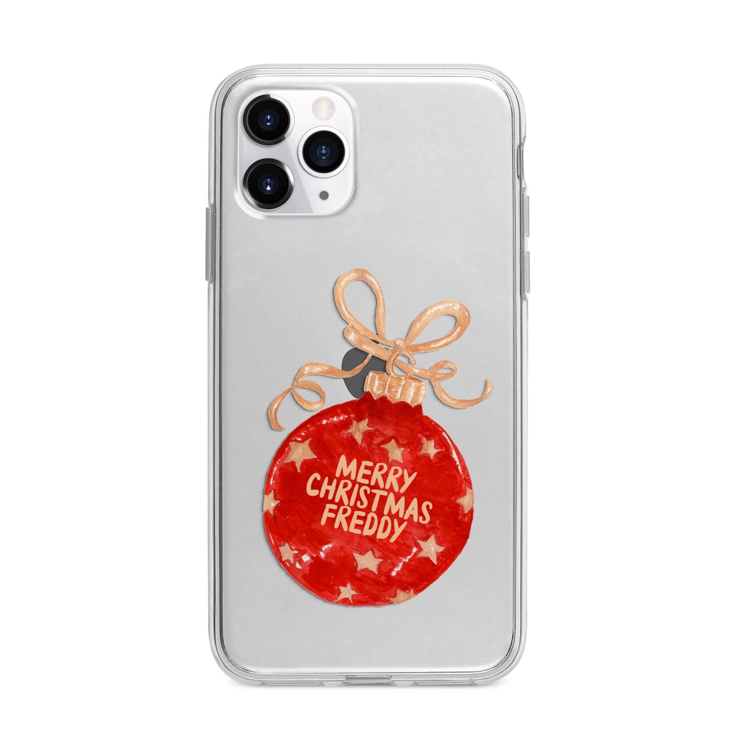 Christmas Bauble Personalised Apple iPhone 11 Pro Max in Silver with Bumper Case