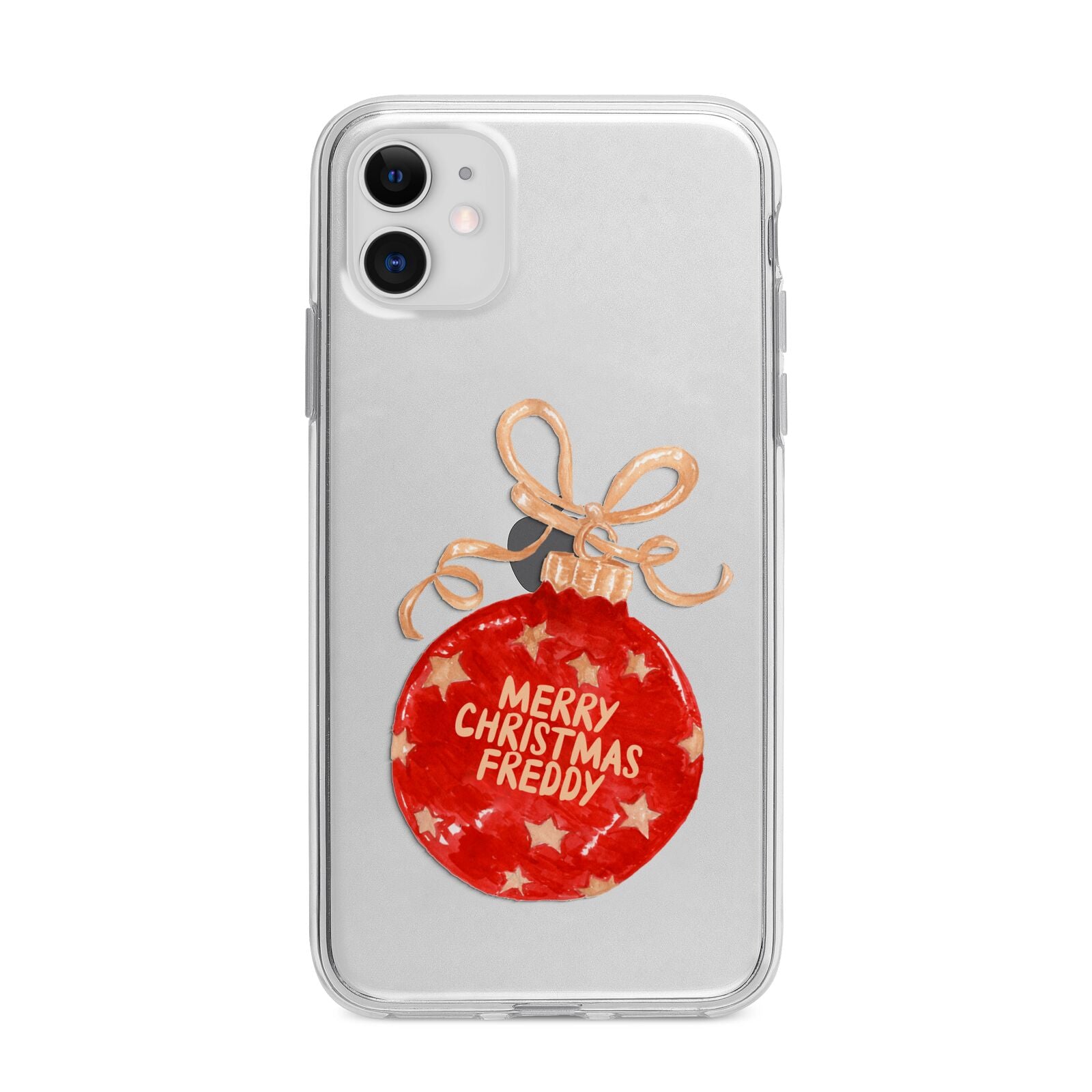 Christmas Bauble Personalised Apple iPhone 11 in White with Bumper Case