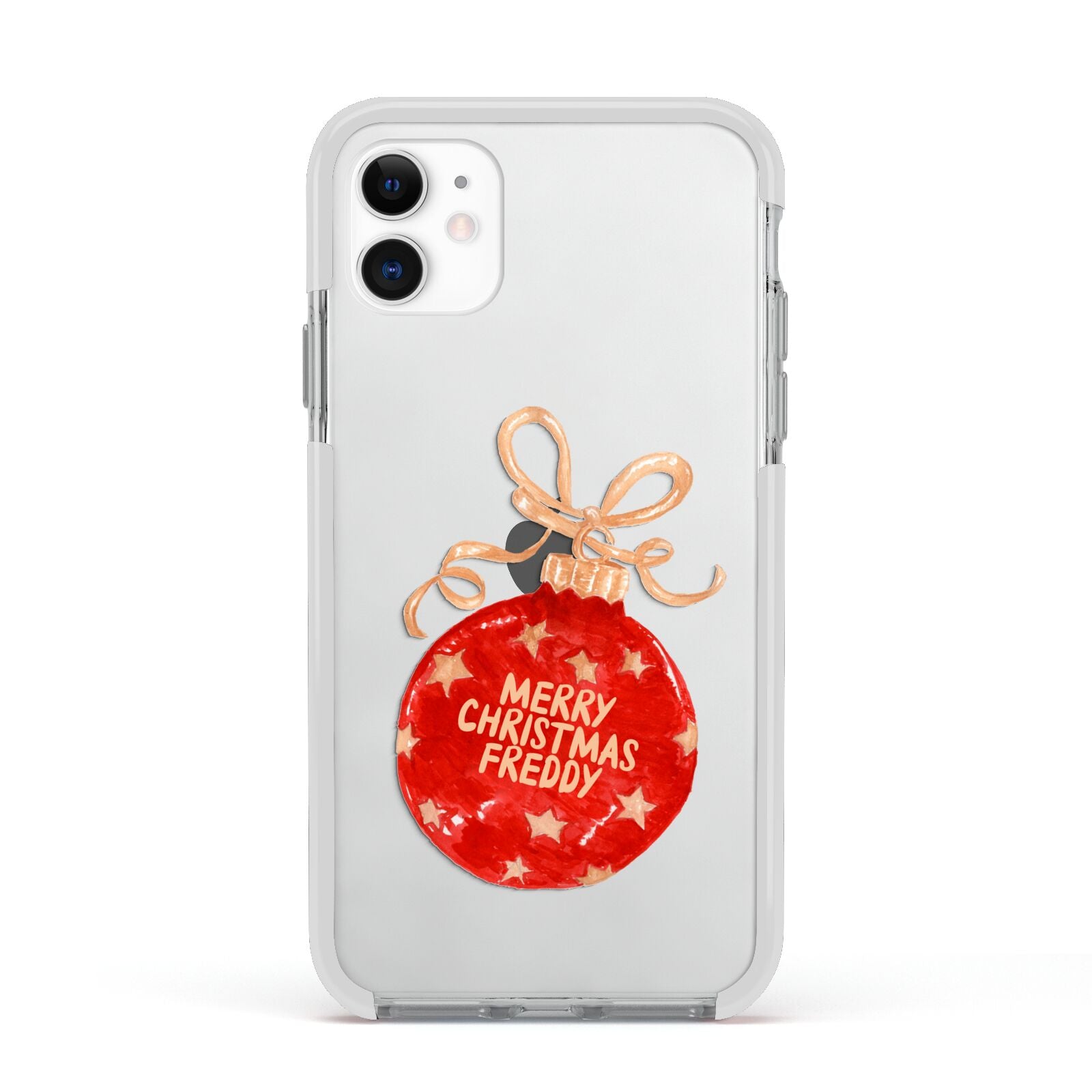 Christmas Bauble Personalised Apple iPhone 11 in White with White Impact Case