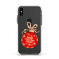 Christmas Bauble Personalised Apple iPhone Xs Impact Case White Edge on Black Phone