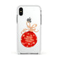 Christmas Bauble Personalised Apple iPhone Xs Impact Case White Edge on Silver Phone