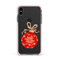 Christmas Bauble Personalised Apple iPhone Xs Max Impact Case Pink Edge on Black Phone