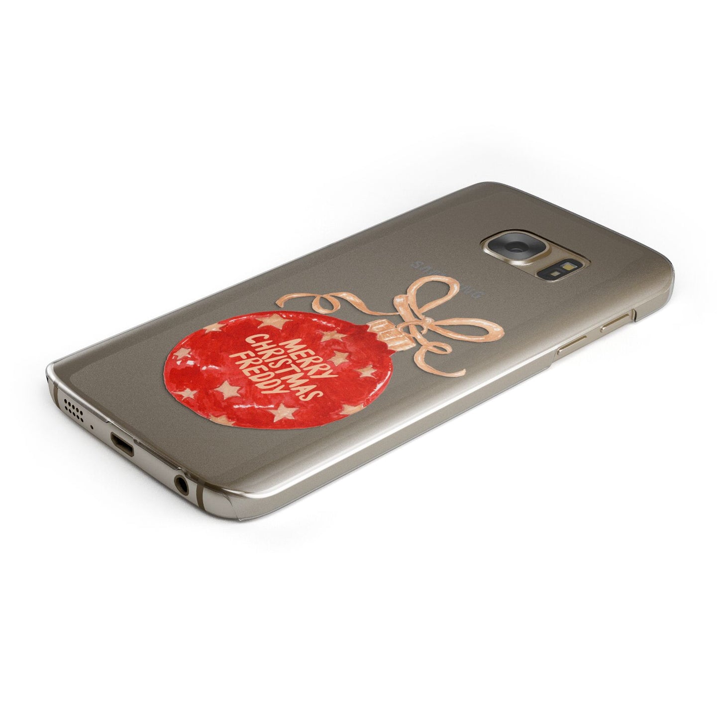 Christmas Bauble Personalised Protective Samsung Galaxy Case Angled Image