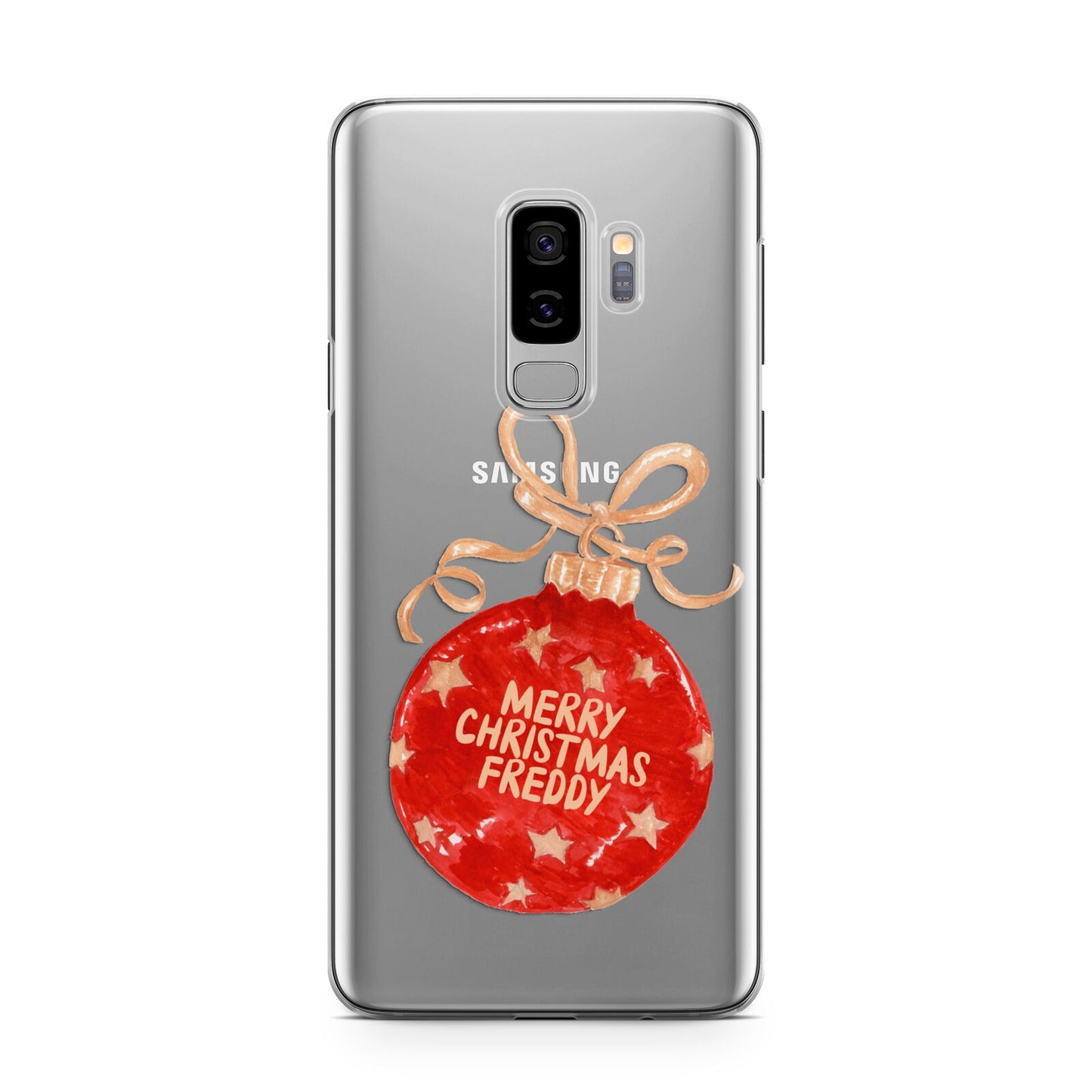 Christmas Bauble Personalised Samsung Galaxy S9 Plus Case on Silver phone