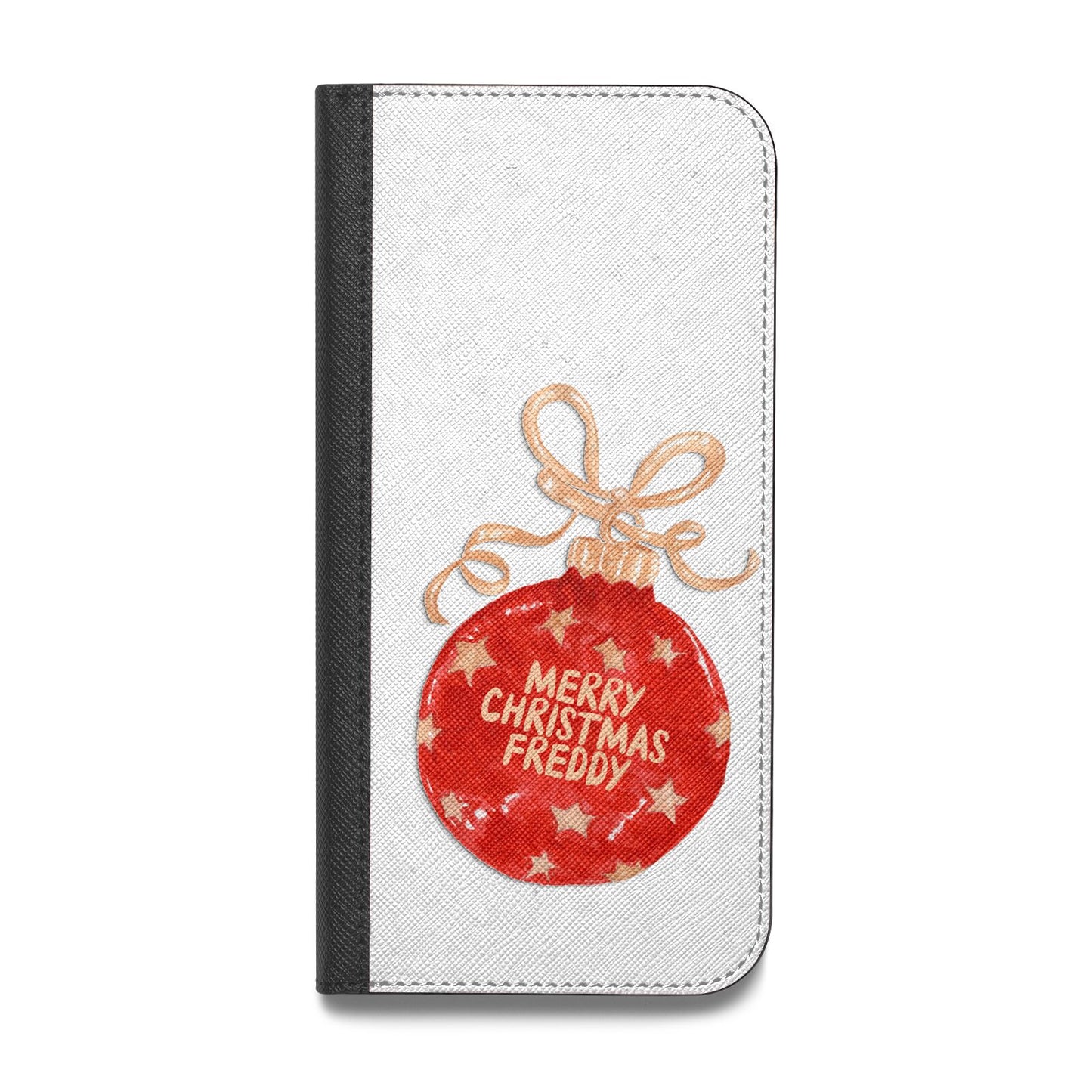 Christmas Bauble Personalised Vegan Leather Flip iPhone Case