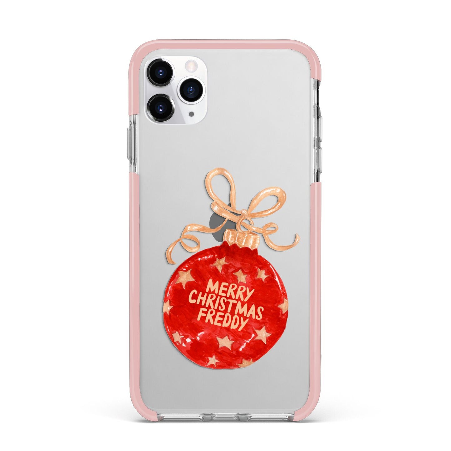 Christmas Bauble Personalised iPhone 11 Pro Max Impact Pink Edge Case