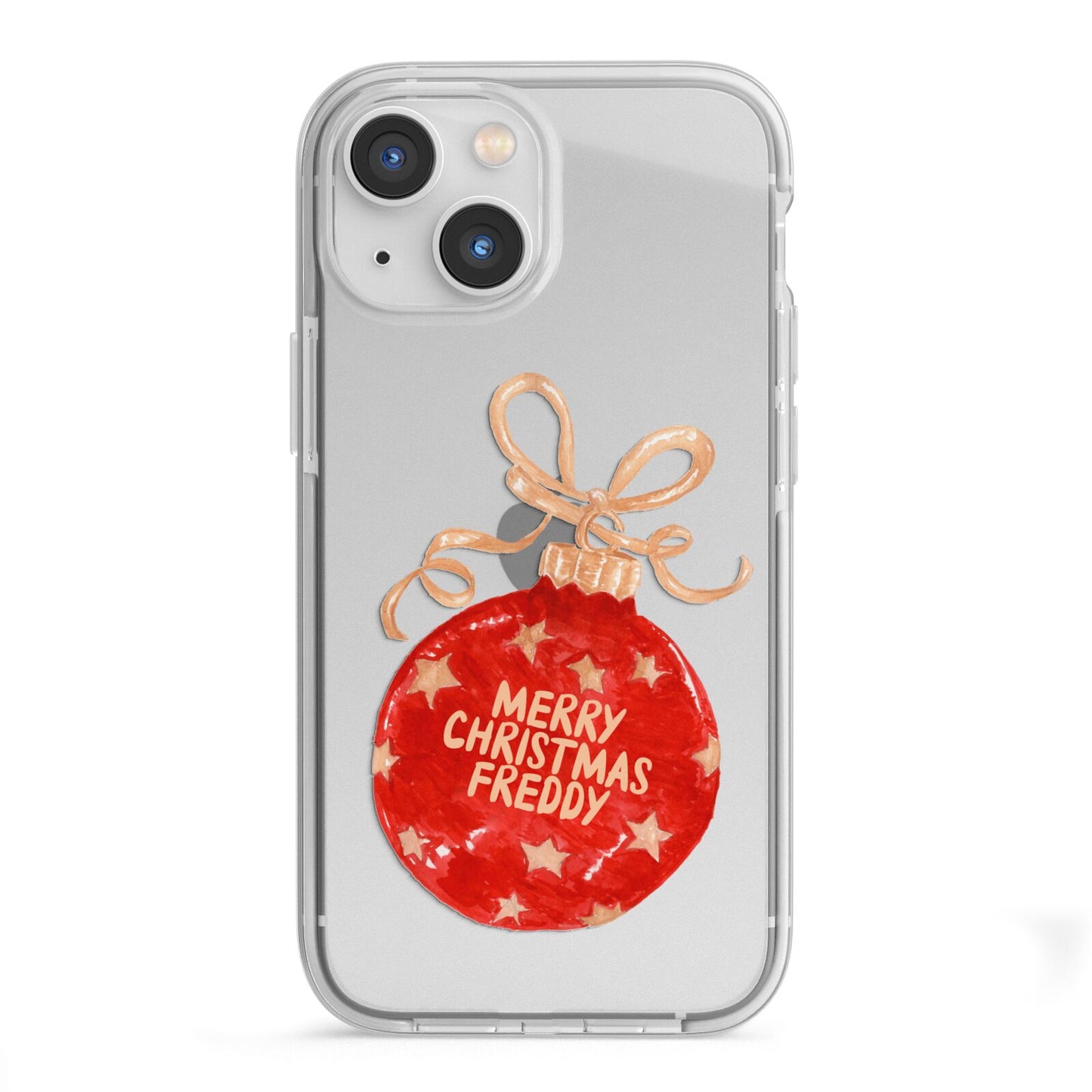 Christmas Bauble Personalised iPhone 13 Mini TPU Impact Case with White Edges