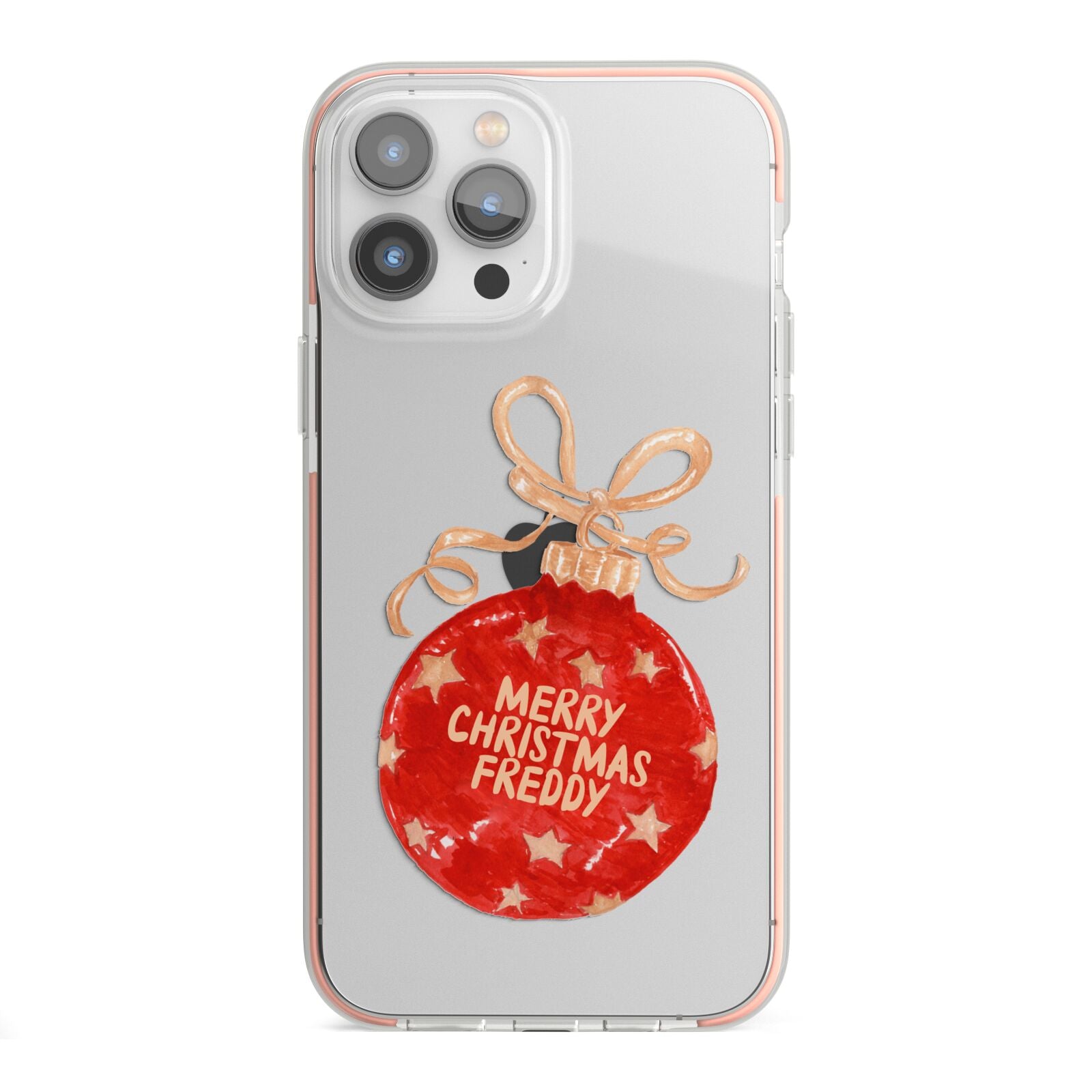 Christmas Bauble Personalised iPhone 13 Pro Max TPU Impact Case with Pink Edges