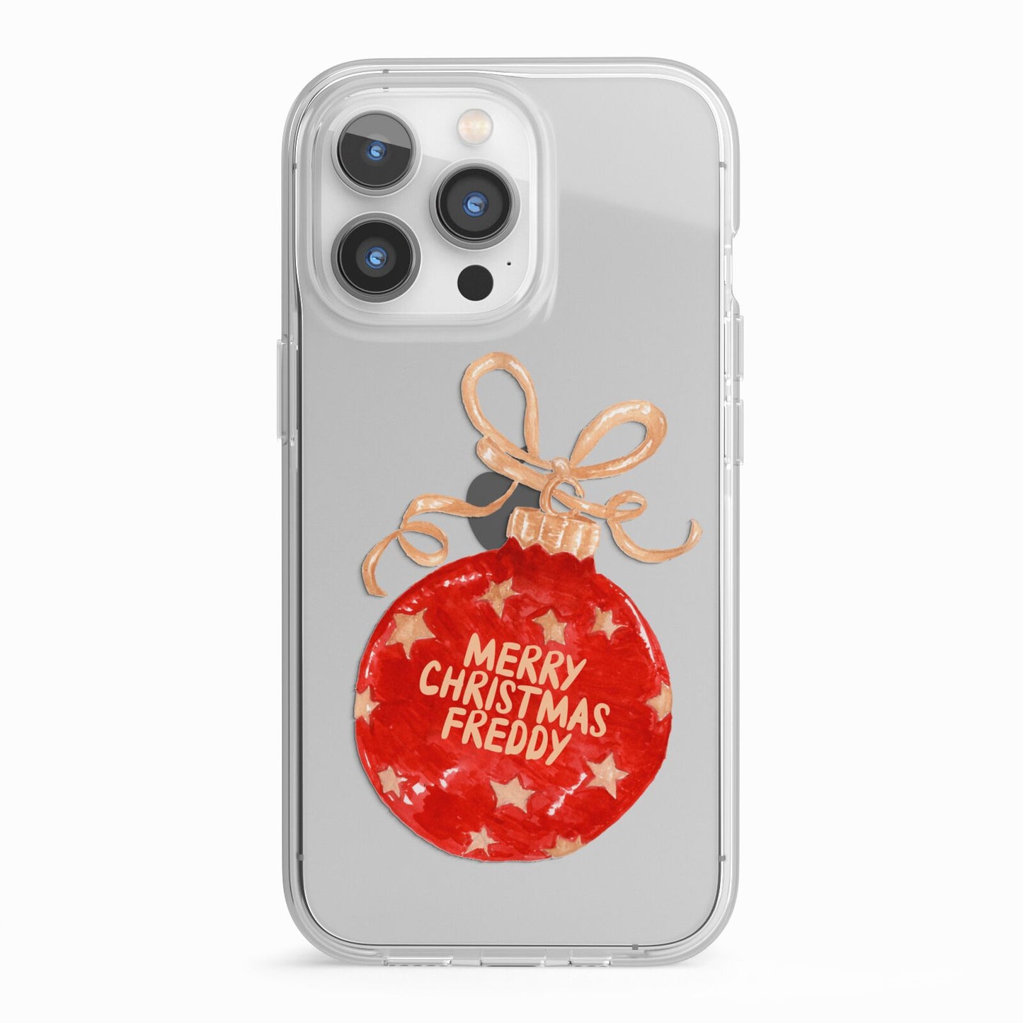 Christmas Bauble Personalised iPhone 13 Pro TPU Impact Case with White Edges
