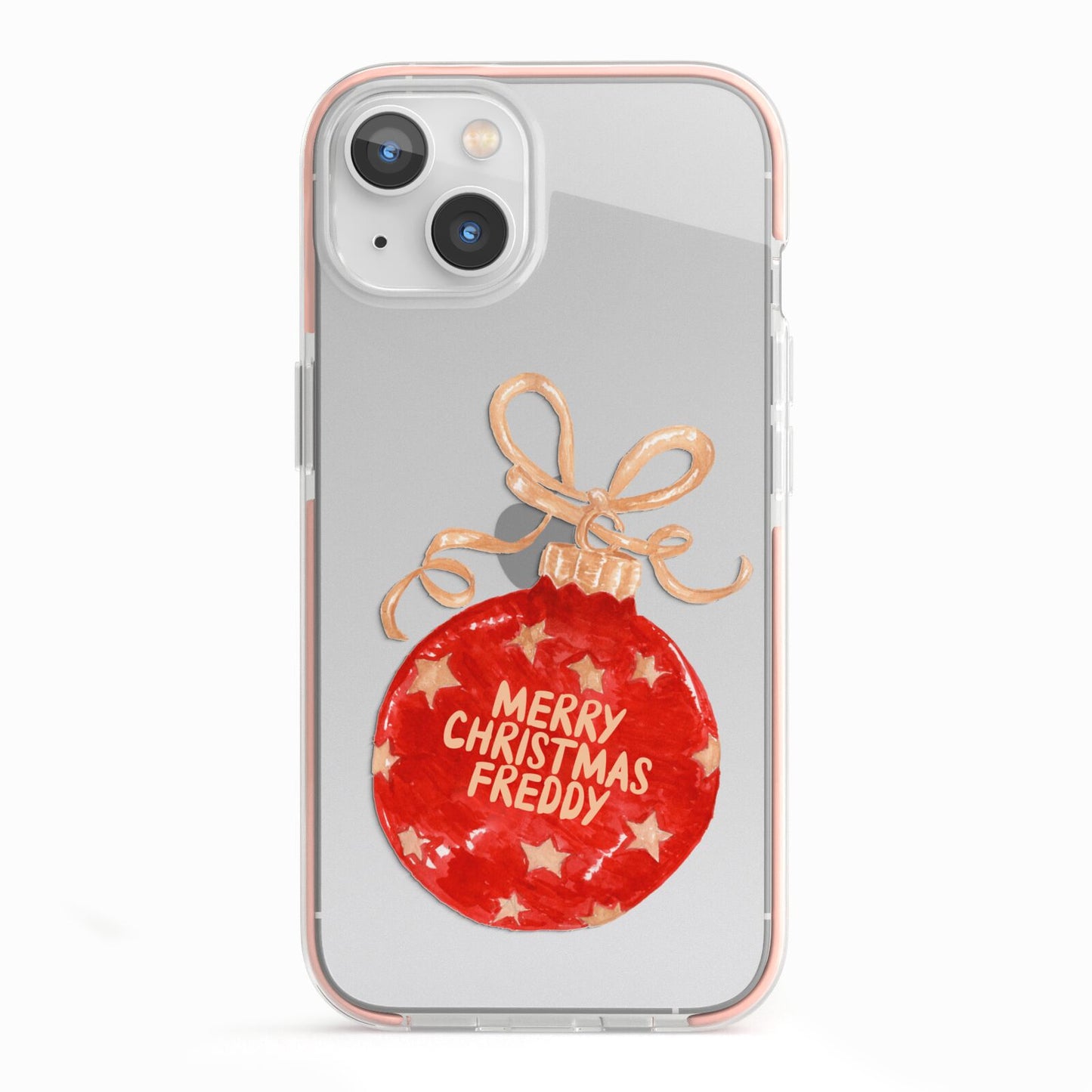 Christmas Bauble Personalised iPhone 13 TPU Impact Case with Pink Edges