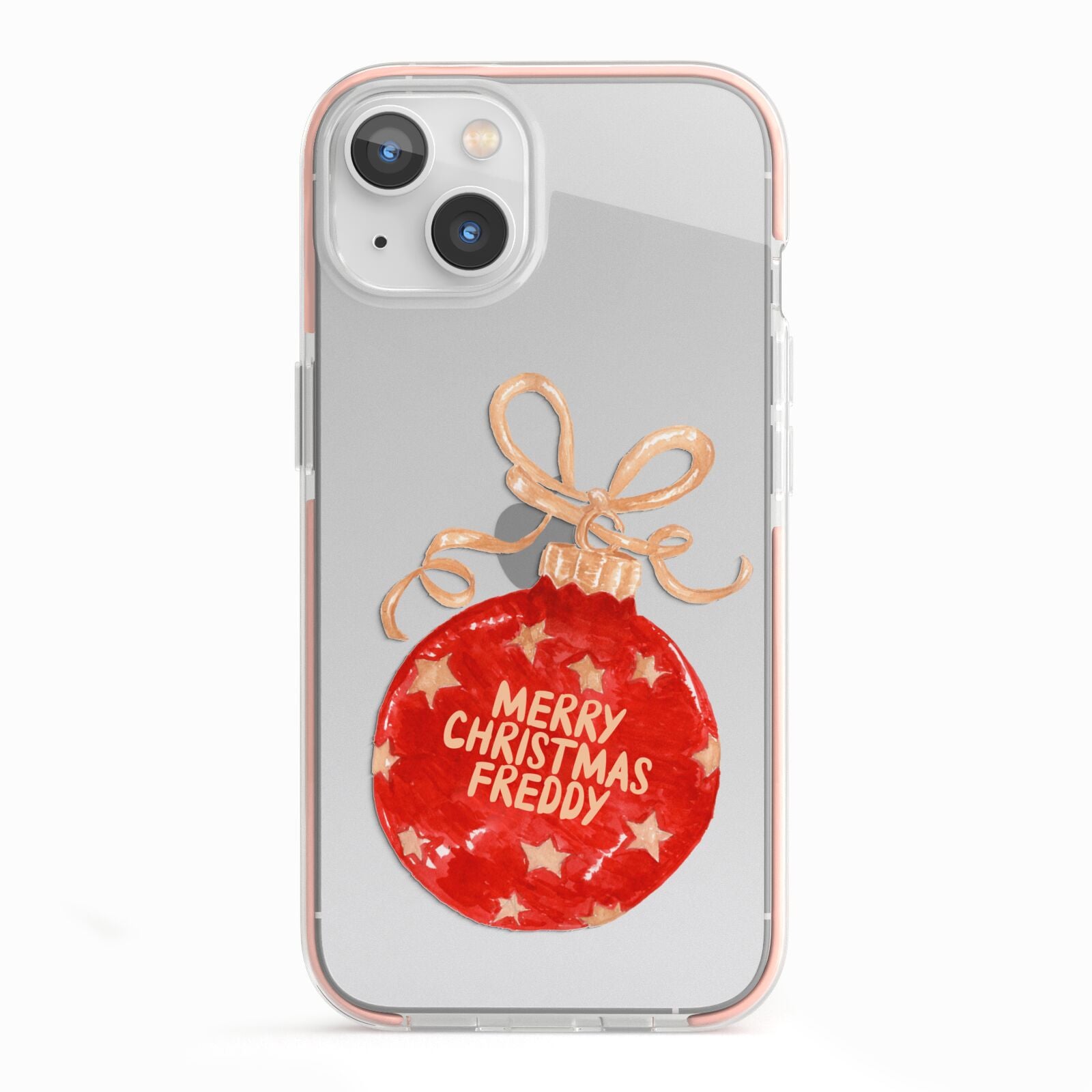 Christmas Bauble Personalised iPhone 13 TPU Impact Case with Pink Edges