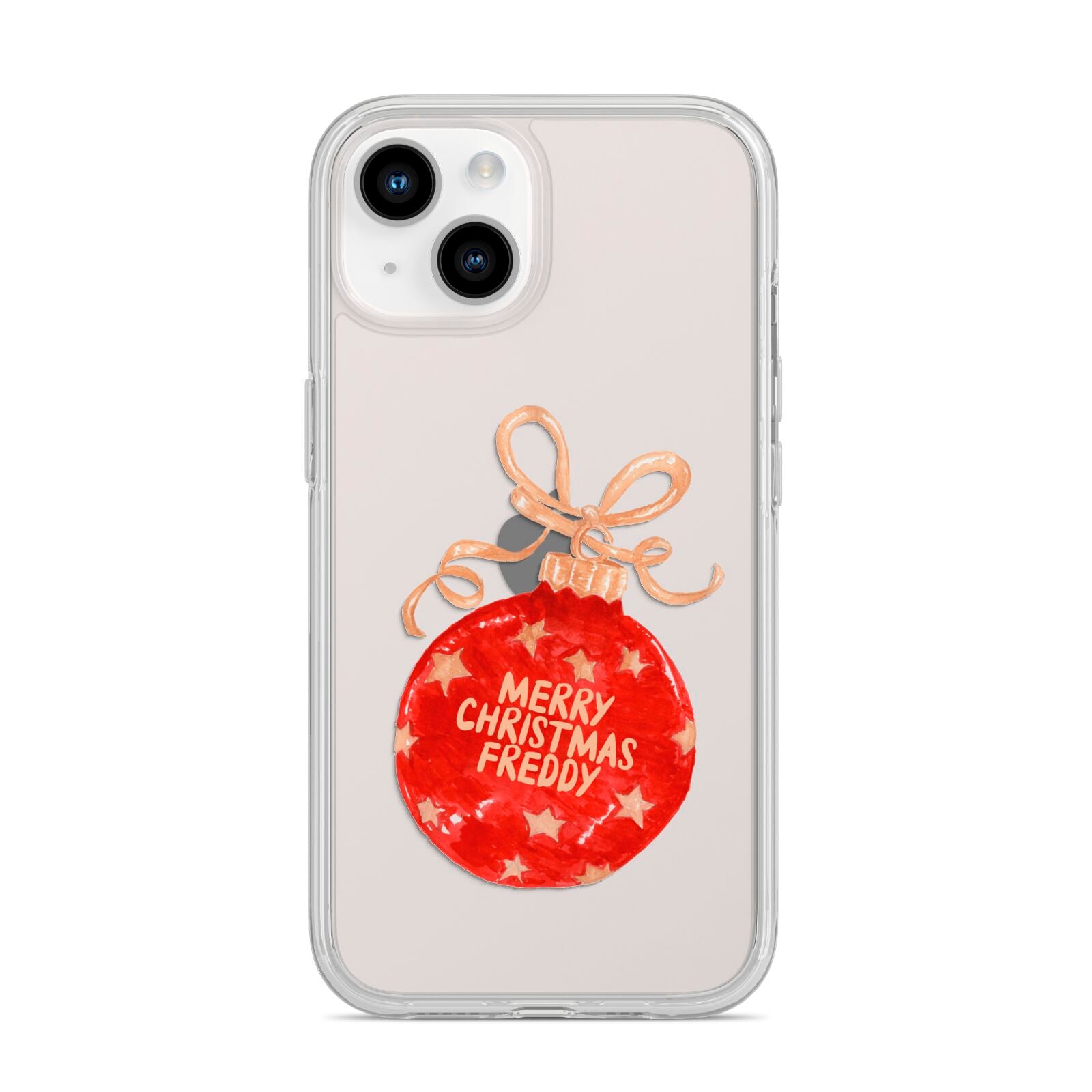 Christmas Bauble Personalised iPhone 14 Clear Tough Case Starlight