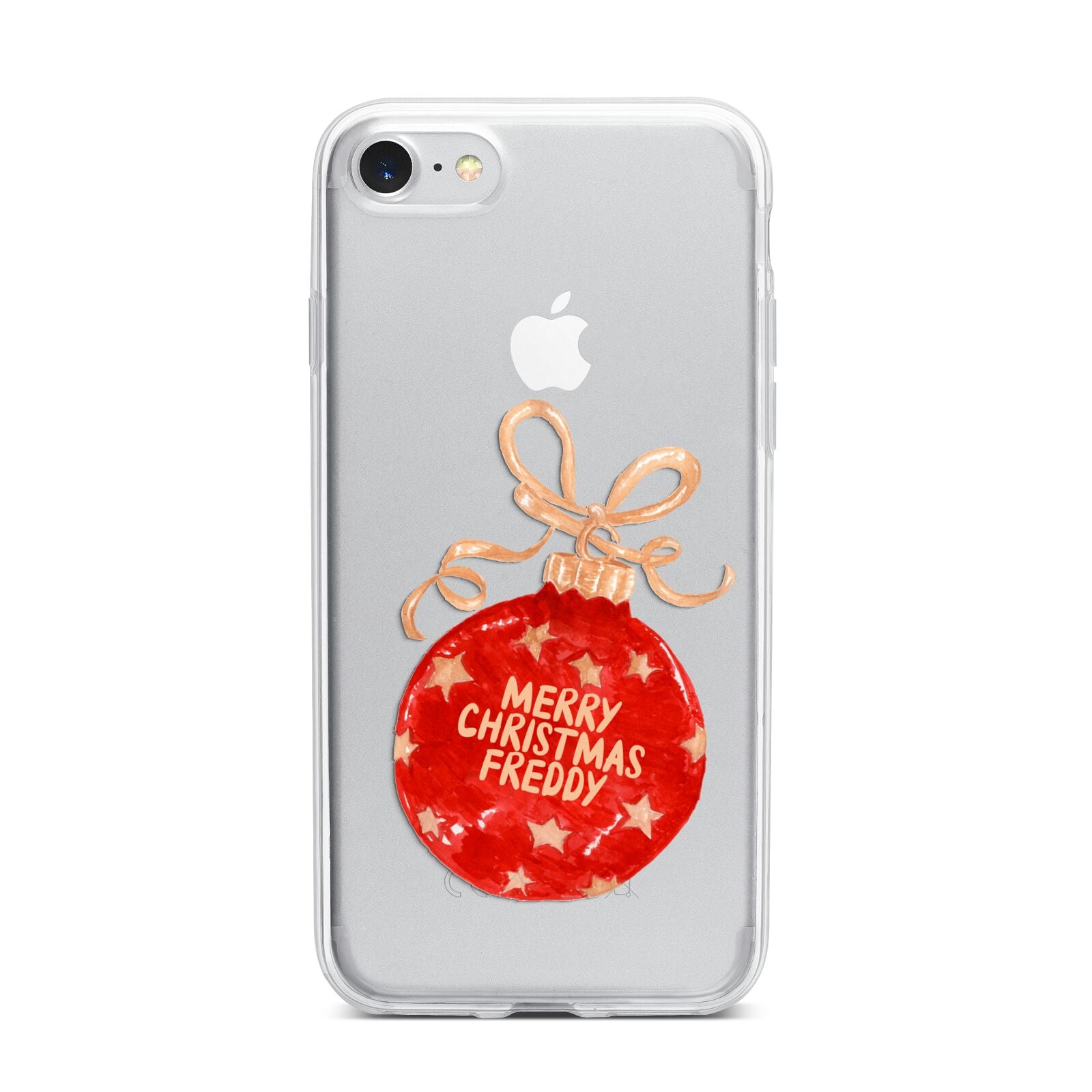 Christmas Bauble Personalised iPhone 7 Bumper Case on Silver iPhone