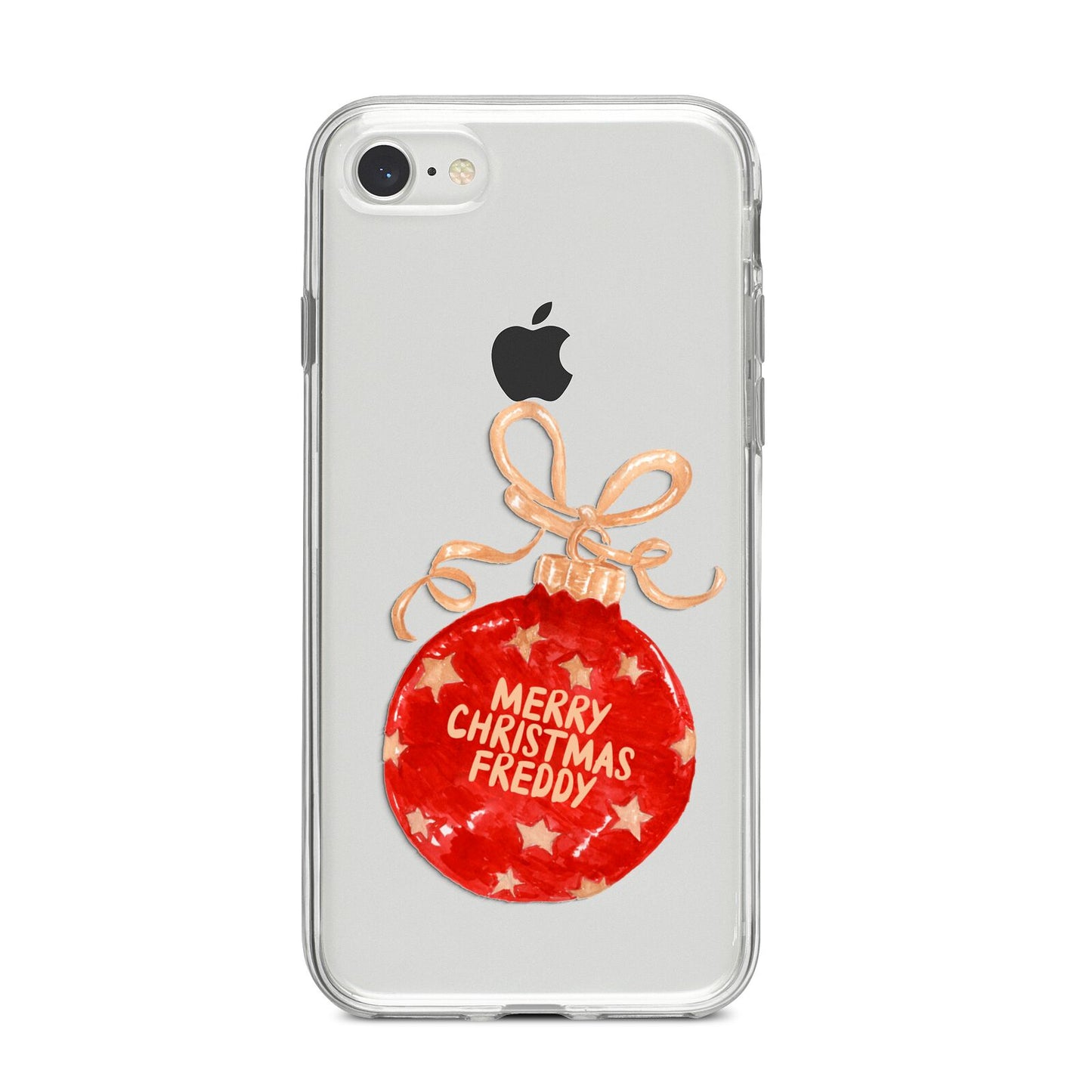 Christmas Bauble Personalised iPhone 8 Bumper Case on Silver iPhone