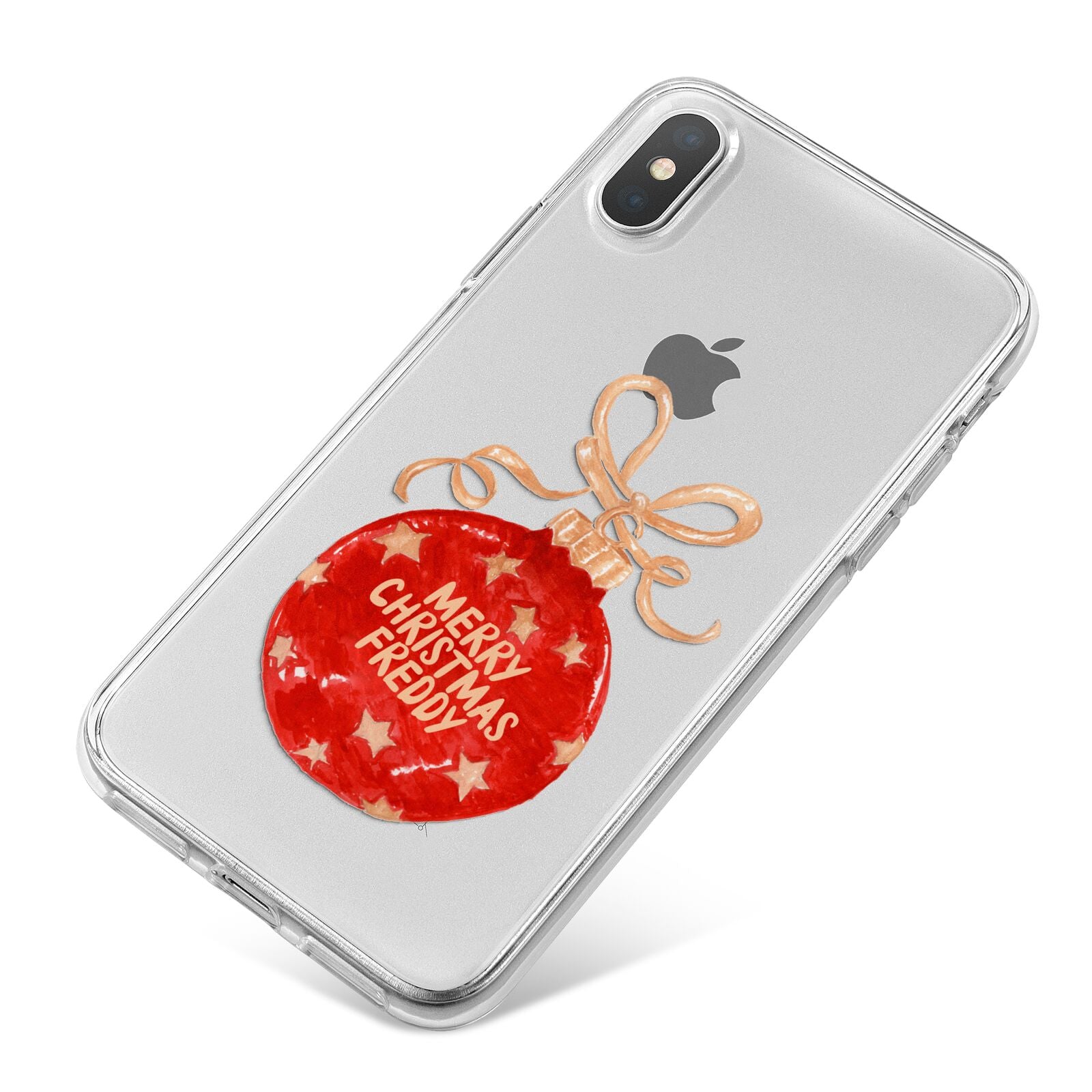Christmas Bauble Personalised iPhone X Bumper Case on Silver iPhone