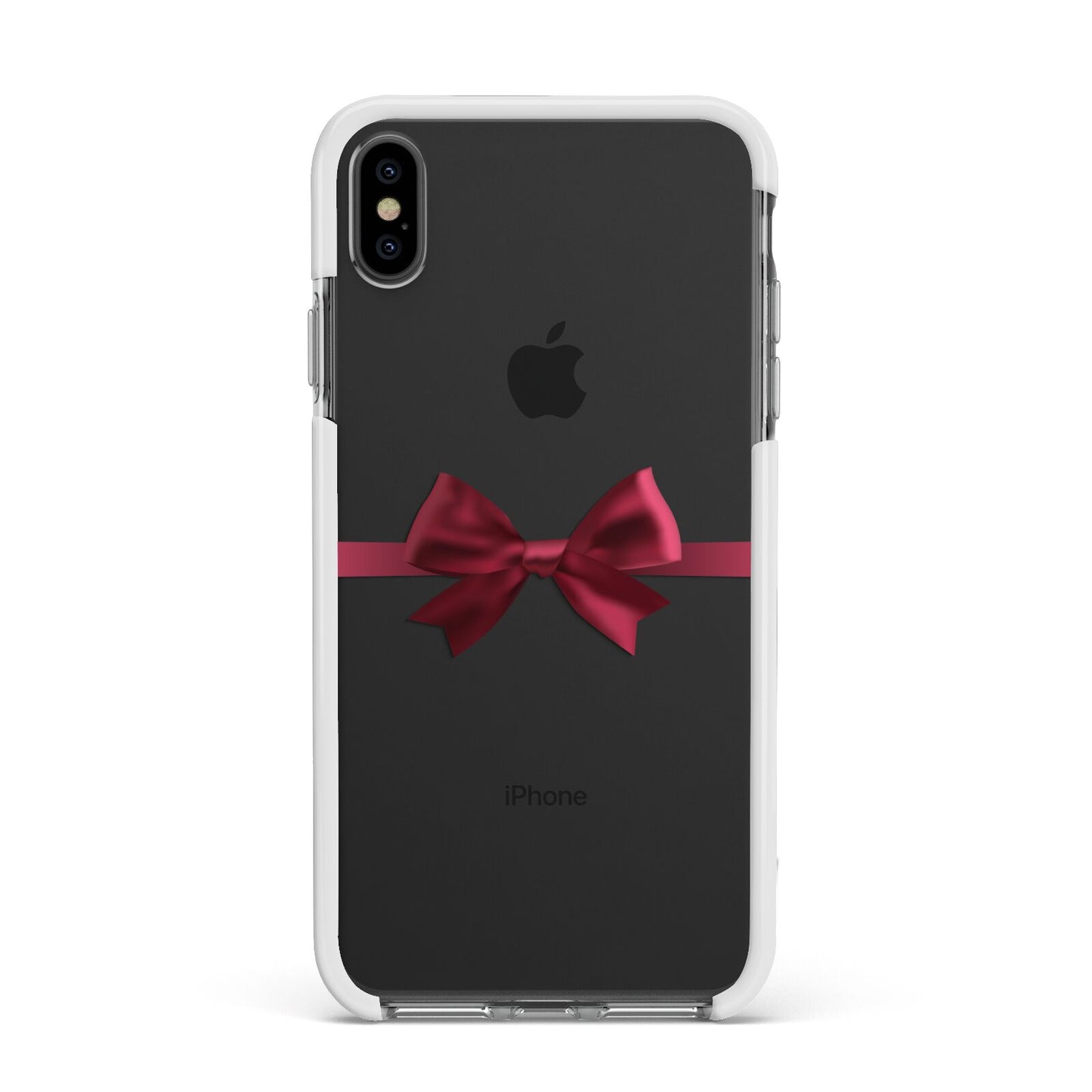 Christmas Bow Apple iPhone Xs Max Impact Case White Edge on Black Phone