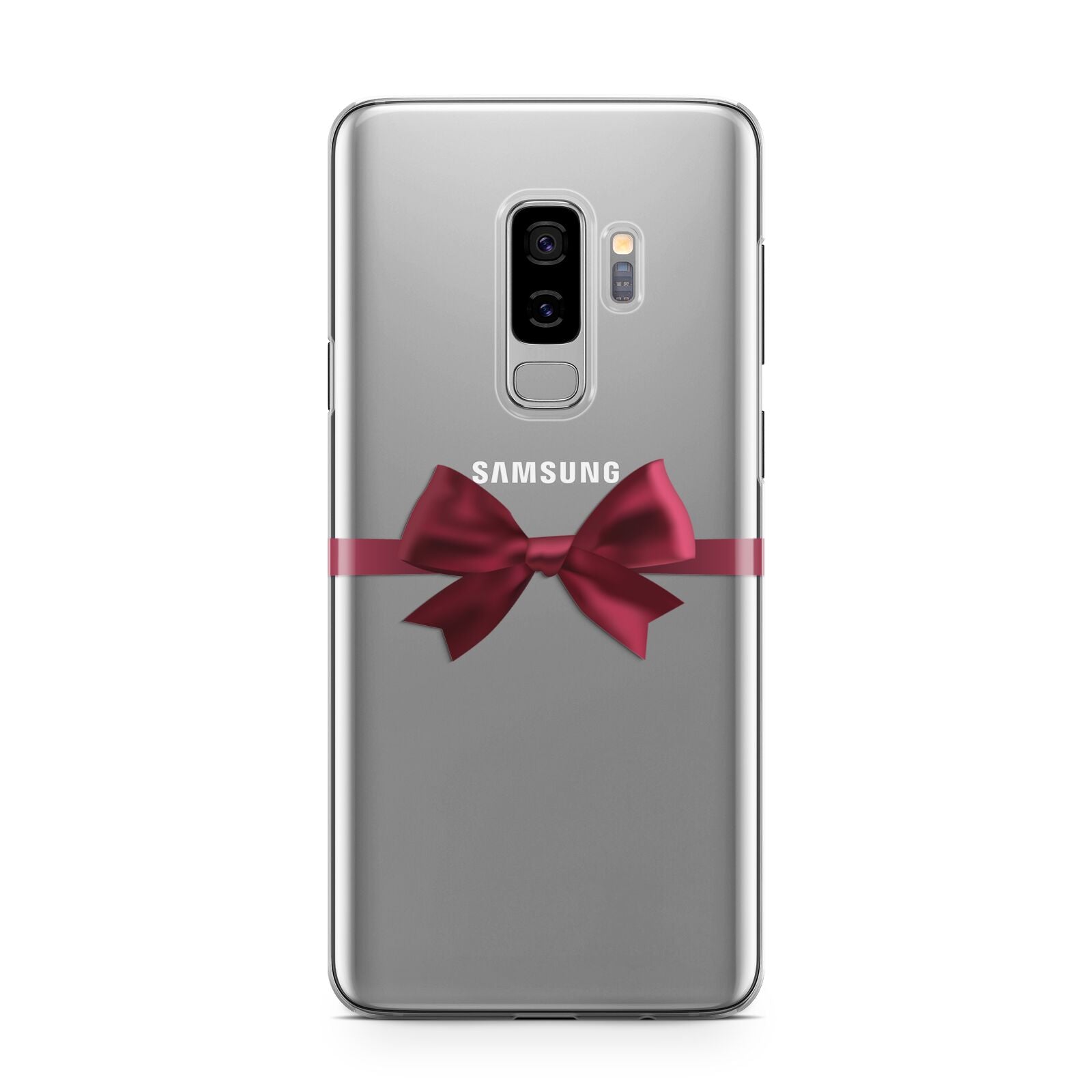 Christmas Bow Samsung Galaxy S9 Plus Case on Silver phone