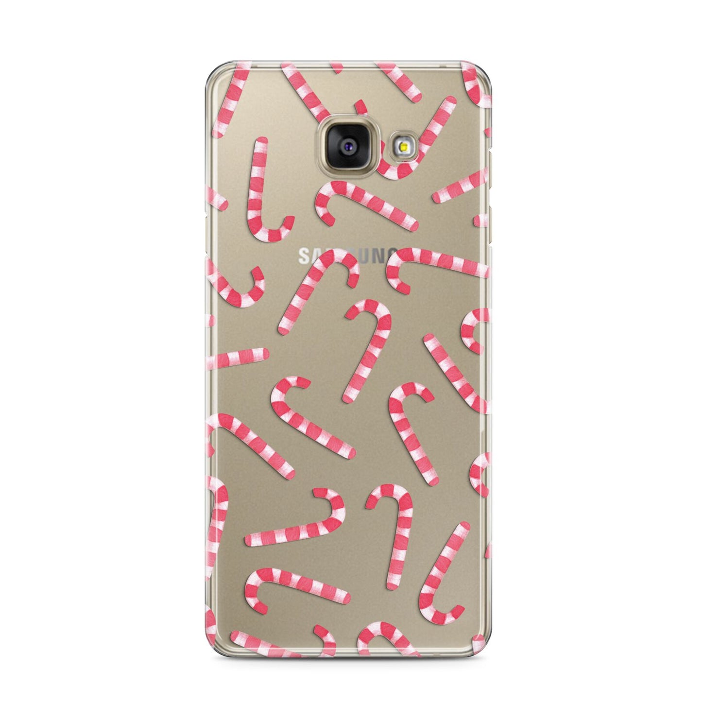 Christmas Candy Cane Samsung Galaxy A3 2016 Case on gold phone