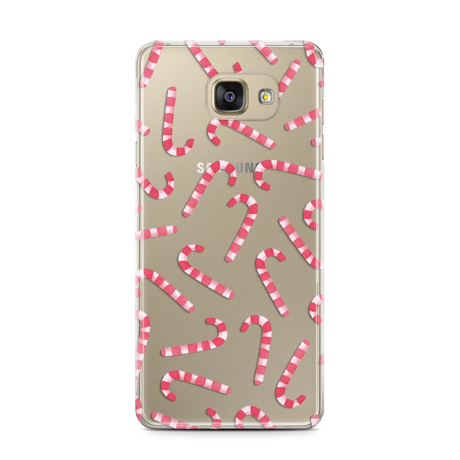 Christmas Candy Cane Samsung Galaxy A7 2016 Case on gold phone