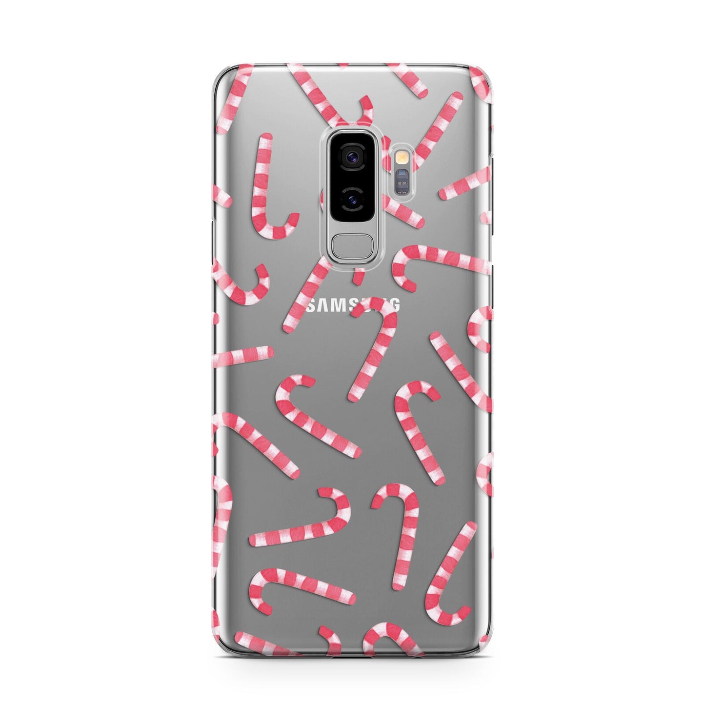 Christmas Candy Cane Samsung Galaxy S9 Plus Case on Silver phone