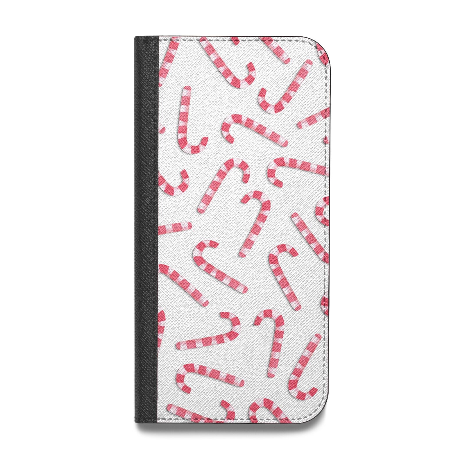 Christmas Candy Cane Vegan Leather Flip iPhone Case